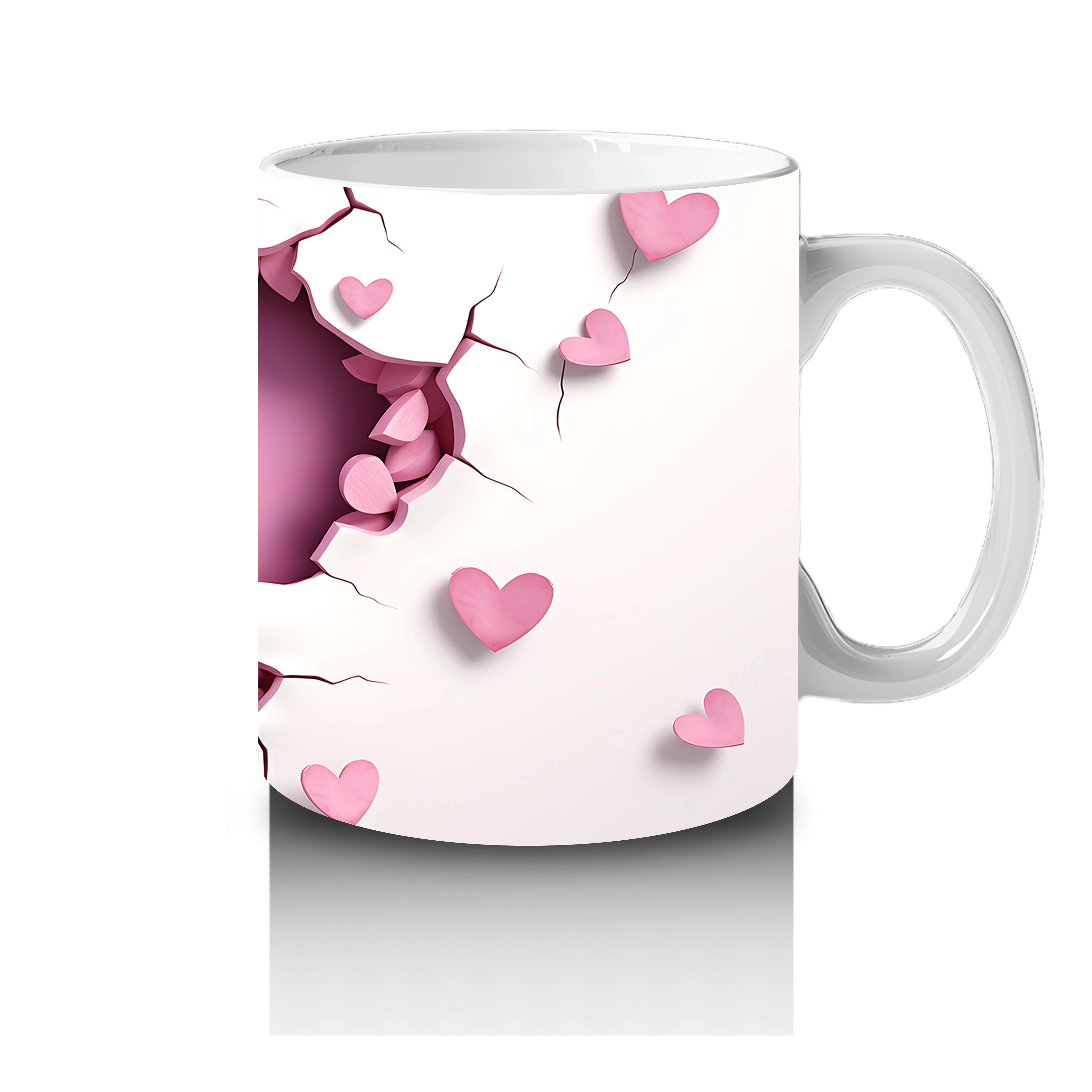 Kalpli Çatlak Duvar Arasından Bakan Beyaz At Figürü - Baskılı kahve kupası - 4