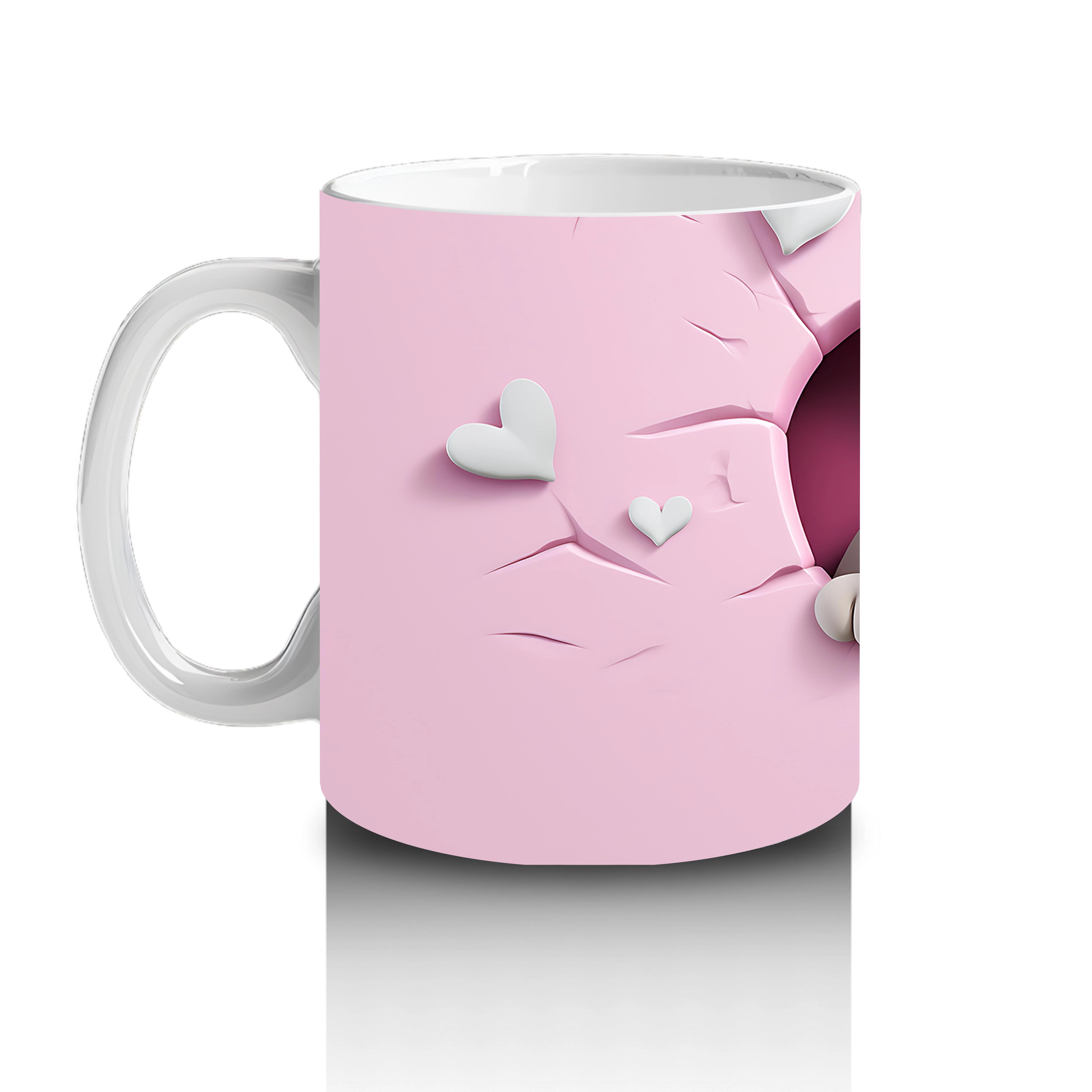 Kalpli Çatlak Zeminden Bakan Sevimli Beyaz Köpek - Baskılı kahve kupası - 2