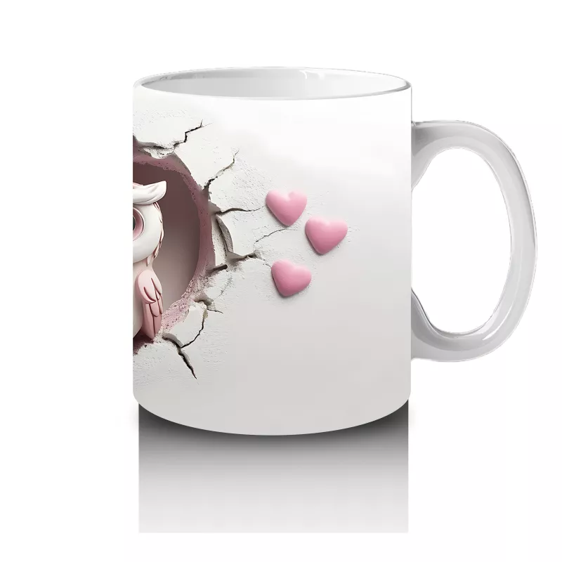 Kalpli Çatlakta Aşk Dolu Baykuş Çifti – Baskılı Kahve Kupası - 4