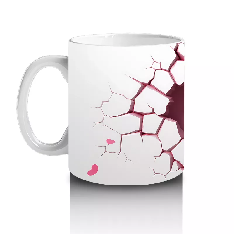 Kalpli Çatlakta Bakan Pembe Kuş – Baskılı Kahve Kupası - 2