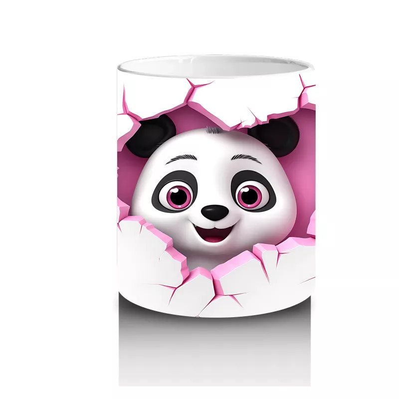 Kalpli Çatlakta Bakan Sevimli Panda – Baskılı Kahve Kupası - 3