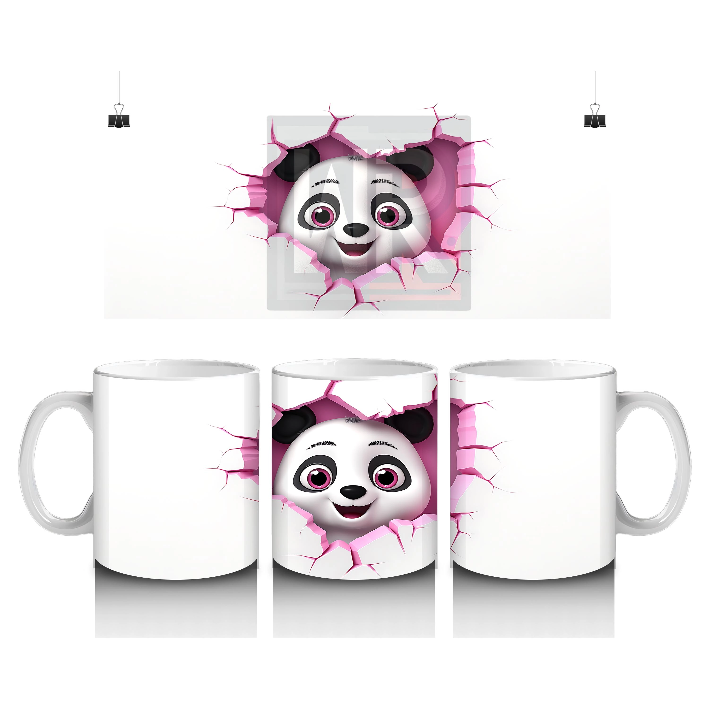 Kalpli Çatlakta Bakan Sevimli Panda – Baskılı Kahve Kupası