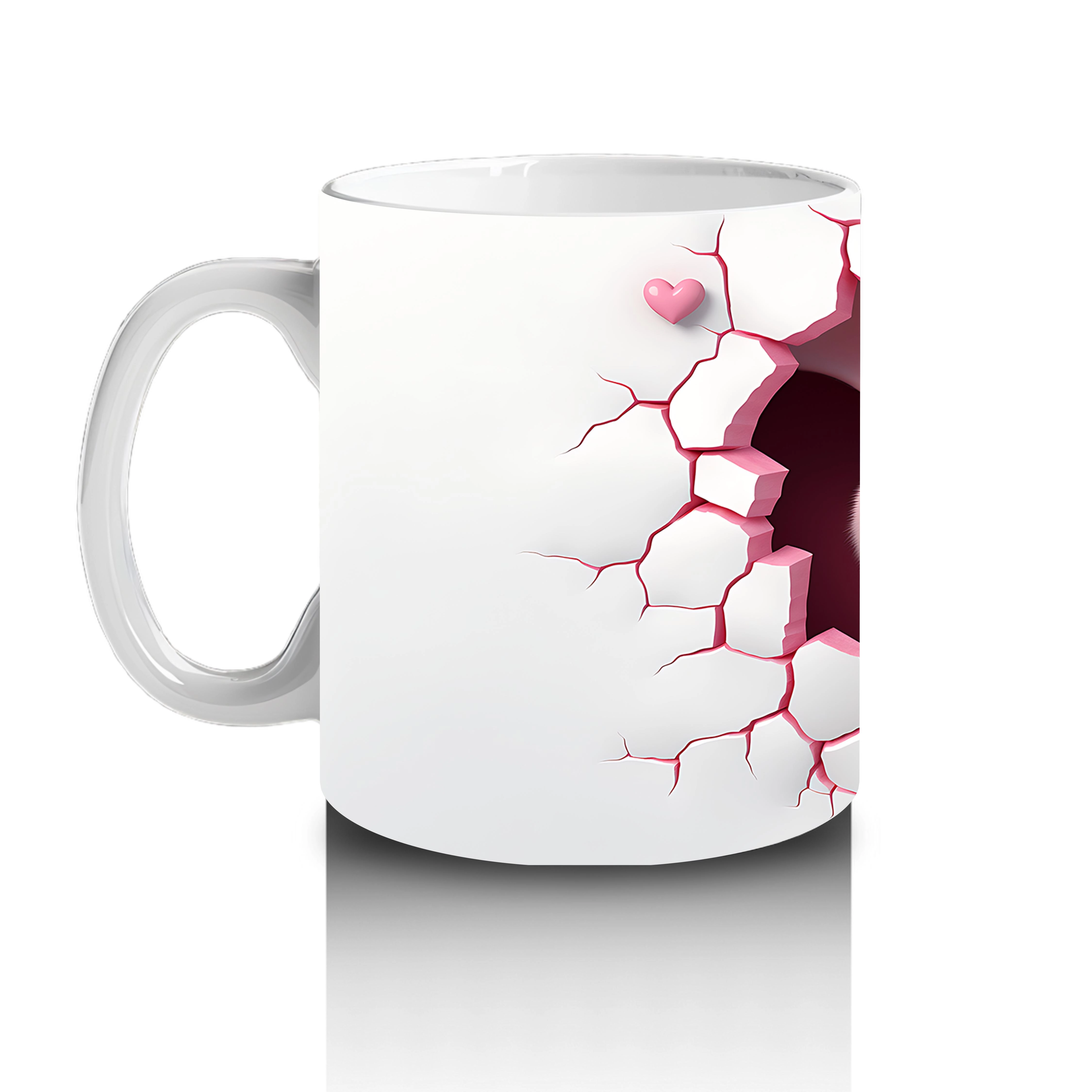 Kalpli Çatlakta Gülümseyen Pembe Domuzcuk – Baskılı Kahve Kupası - 2