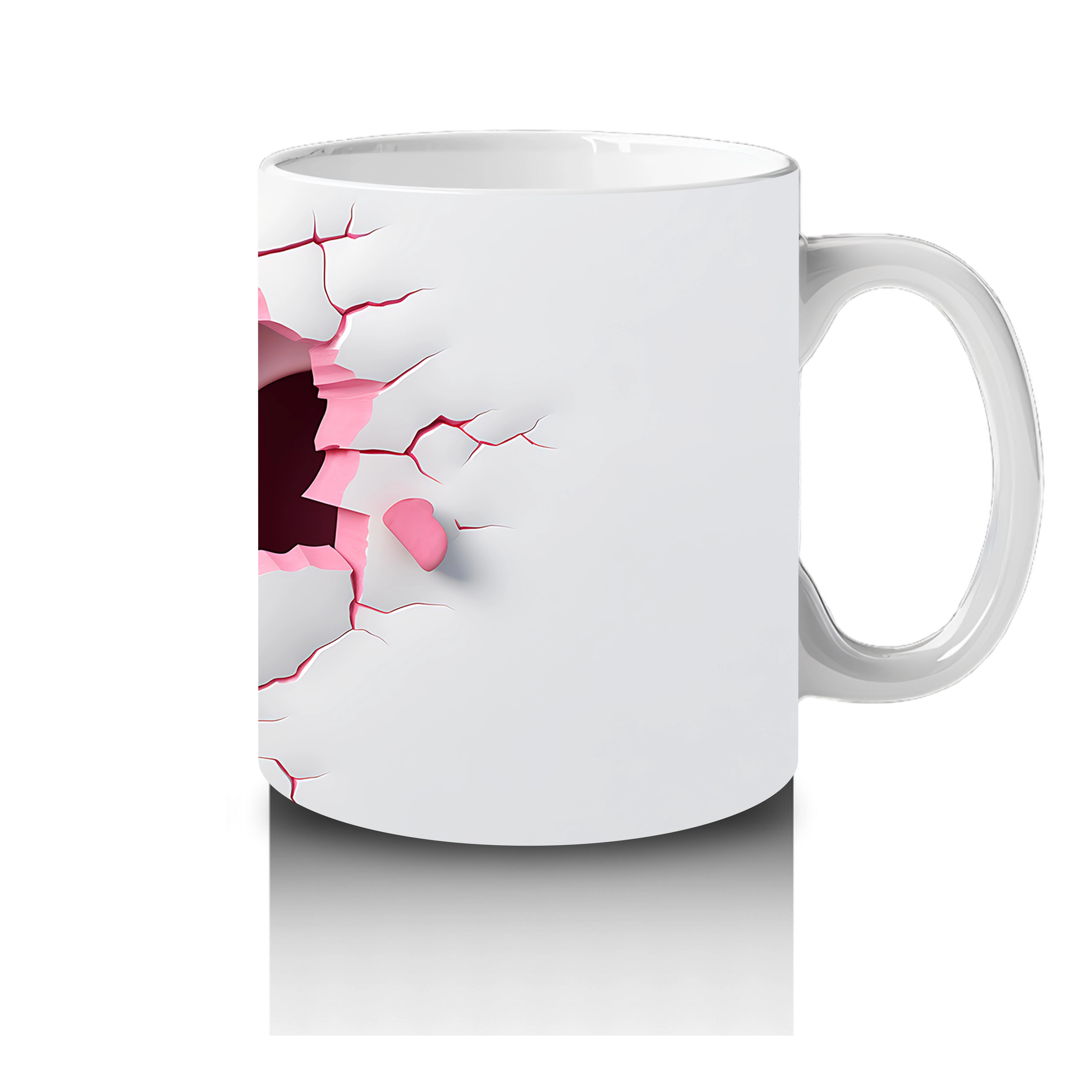 Kalpli Çatlakta Gülümseyen Pembe Domuzcuk – Baskılı Kahve Kupası - 4