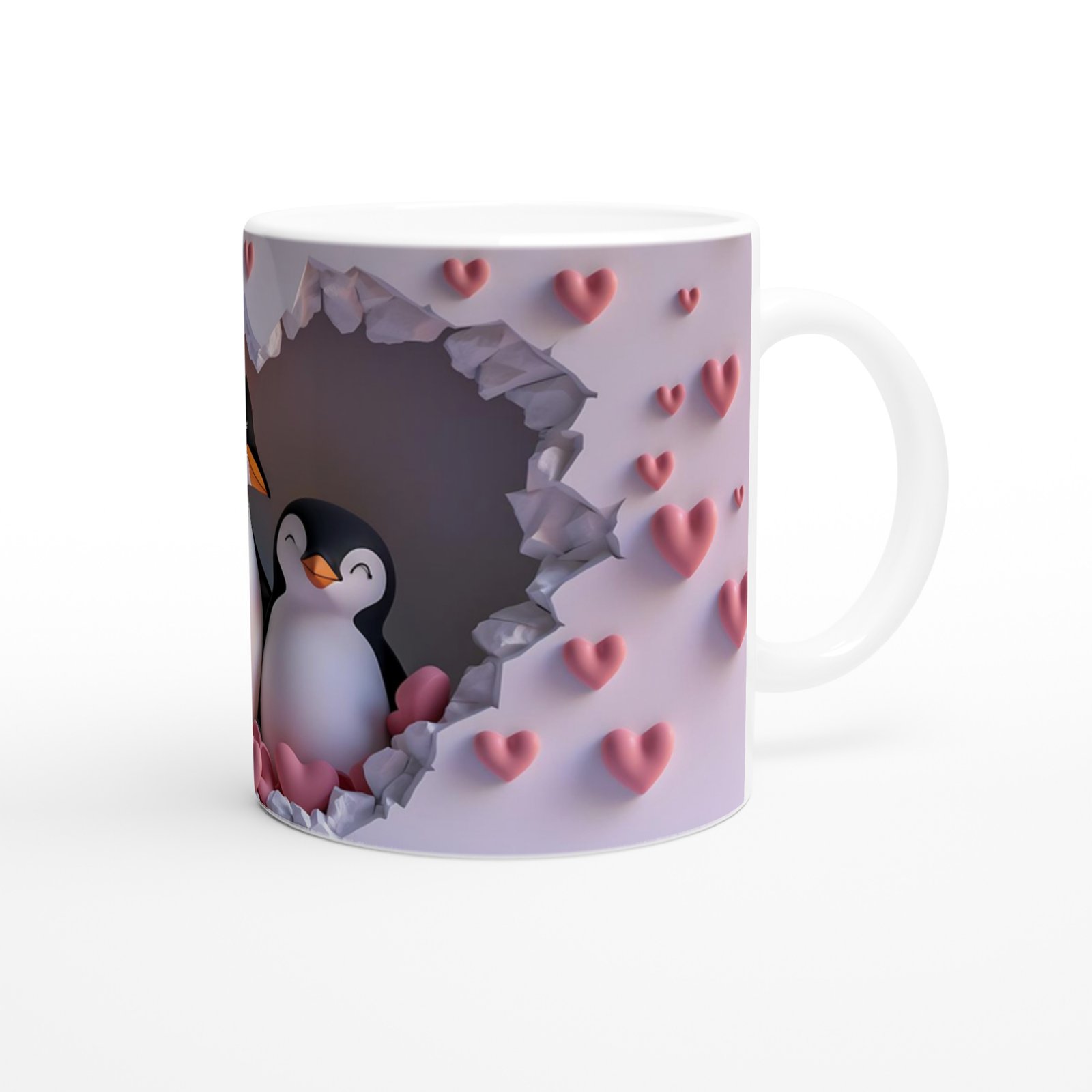 Kalpli Çatlaktan Bakan Penguenler Temalı Baskılı Kupa Bardak - 3