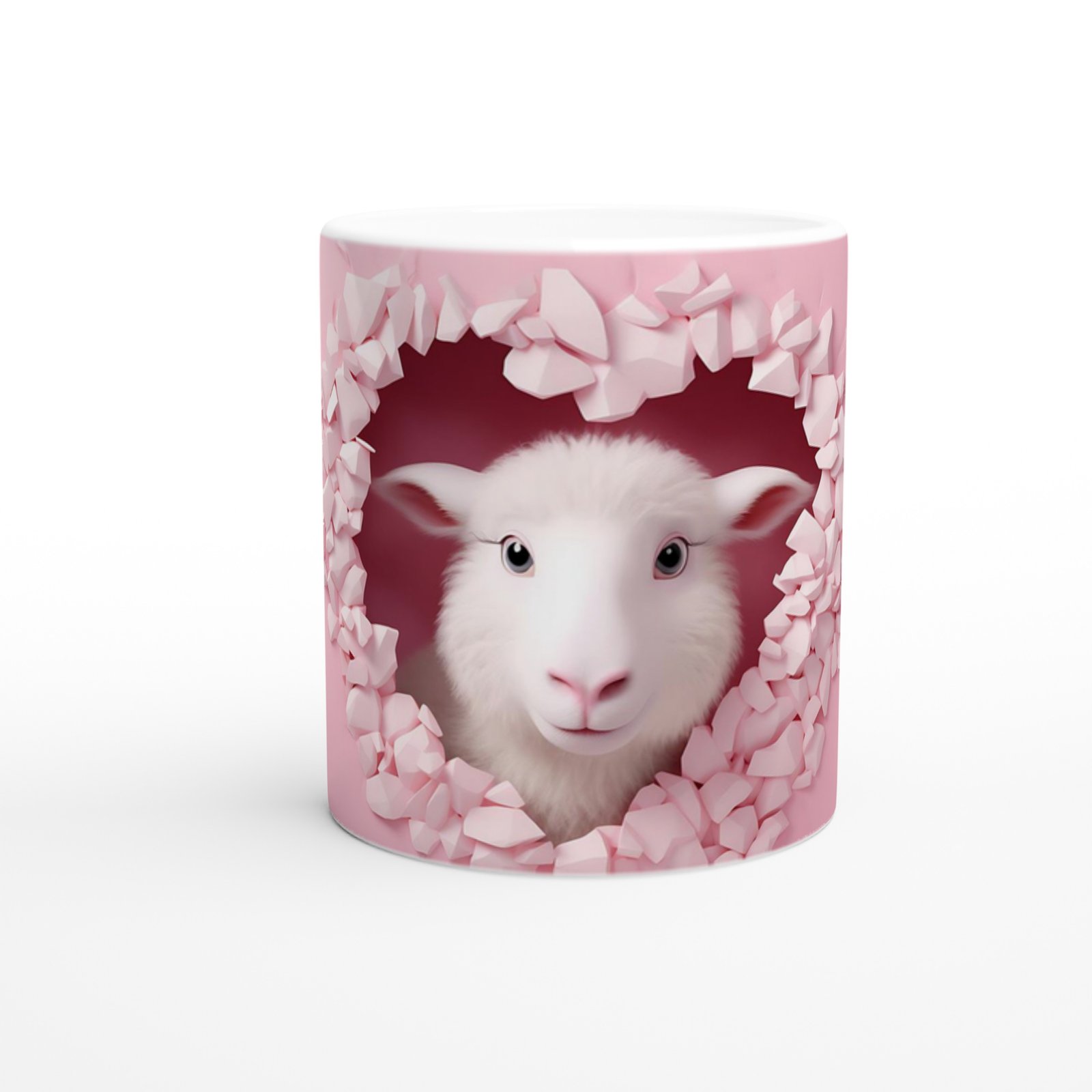 Kalpli Çatlaktan Bakan Sevimli Kuzu Temalı Baskılı Kupa Bardak