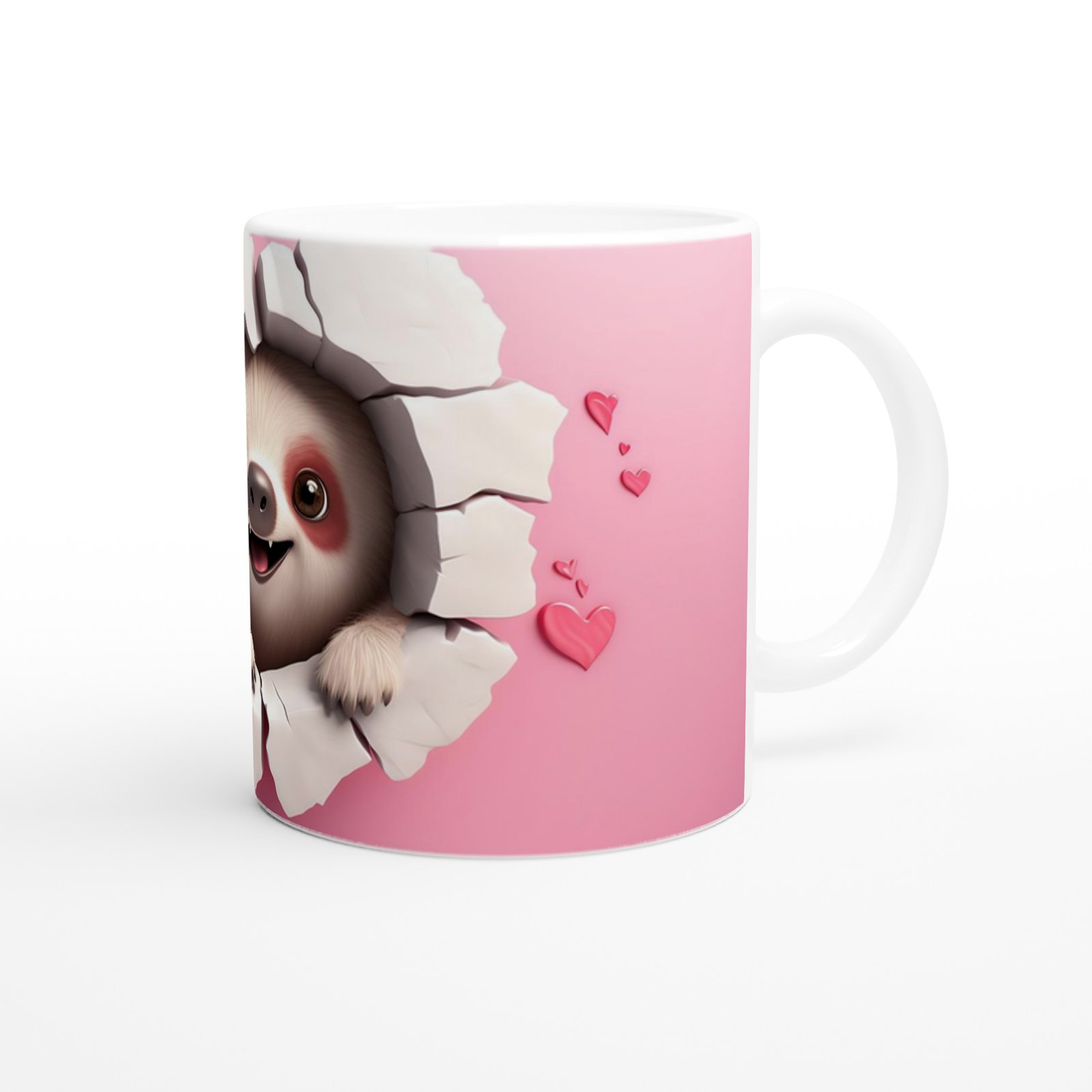 Kalpli Çatlaktan Bakan Tembel Hayvan Temalı Baskılı Kupa Bardak - 3