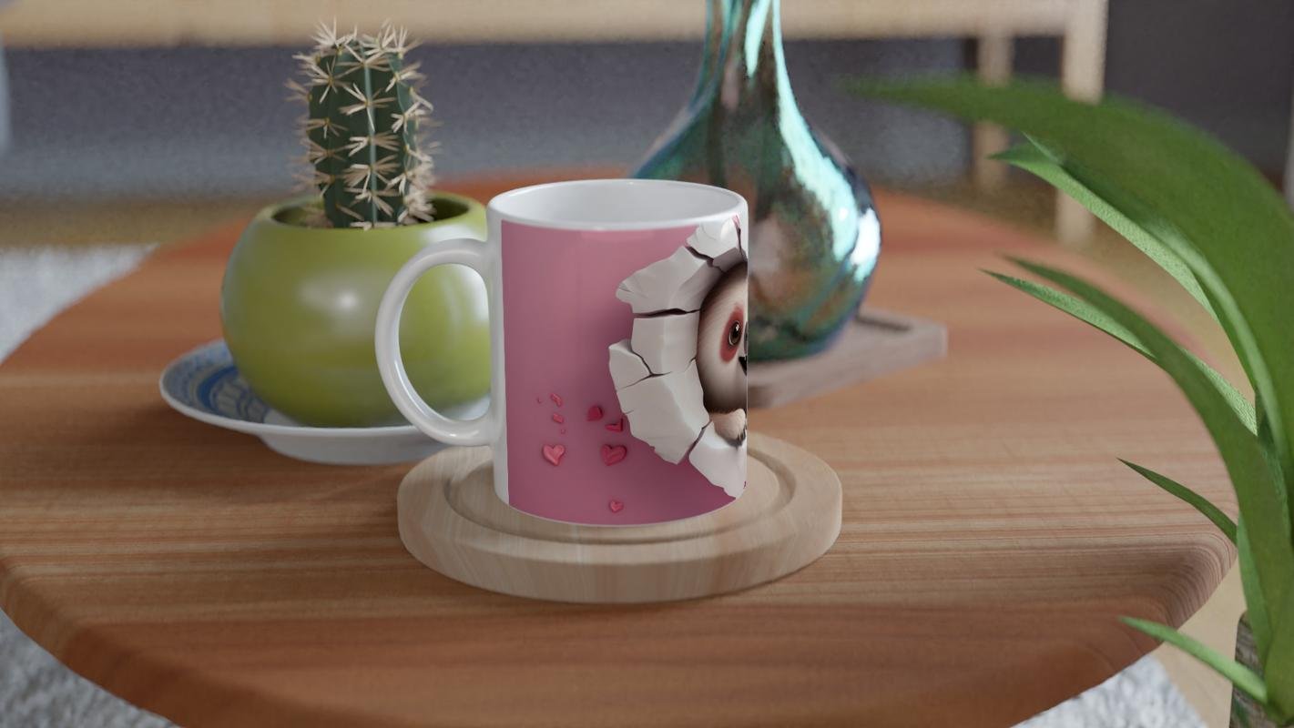 Kalpli Çatlaktan Bakan Tembel Hayvan Temalı Baskılı Kupa Bardak - 4