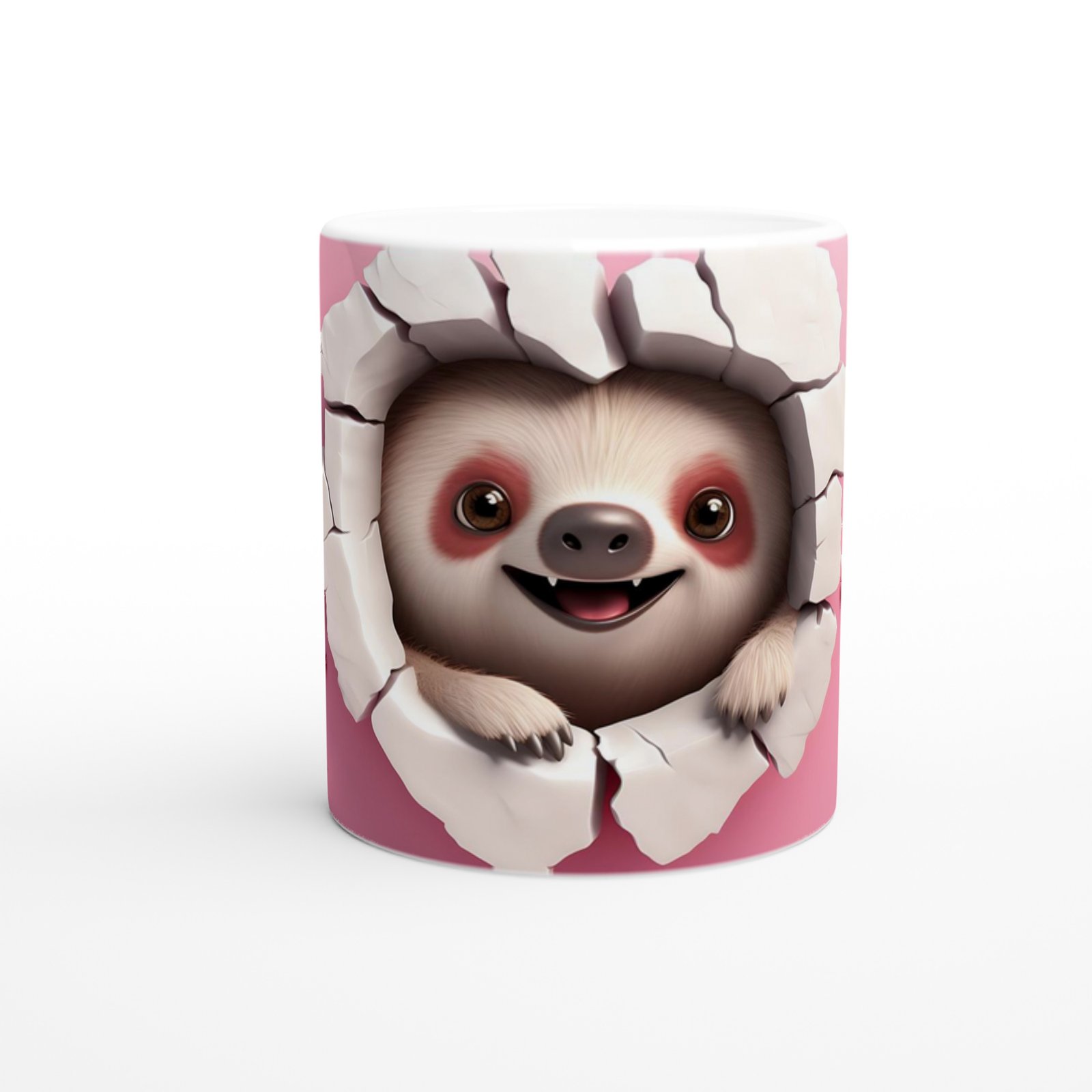 Kalpli Çatlaktan Bakan Tembel Hayvan Temalı Baskılı Kupa Bardak