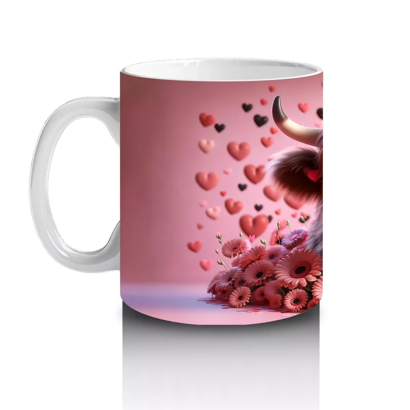 Kalpli Desenli Sevimli Boğa Figürü – Baskılı Kupa - 2