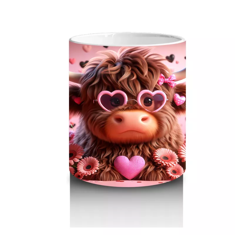 Kalpli Desenli Sevimli Boğa Figürü – Baskılı Kupa - 3