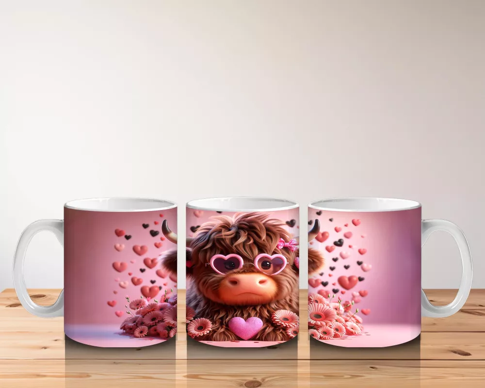 Kalpli Desenli Sevimli Boğa Figürü – Baskılı Kupa - 5