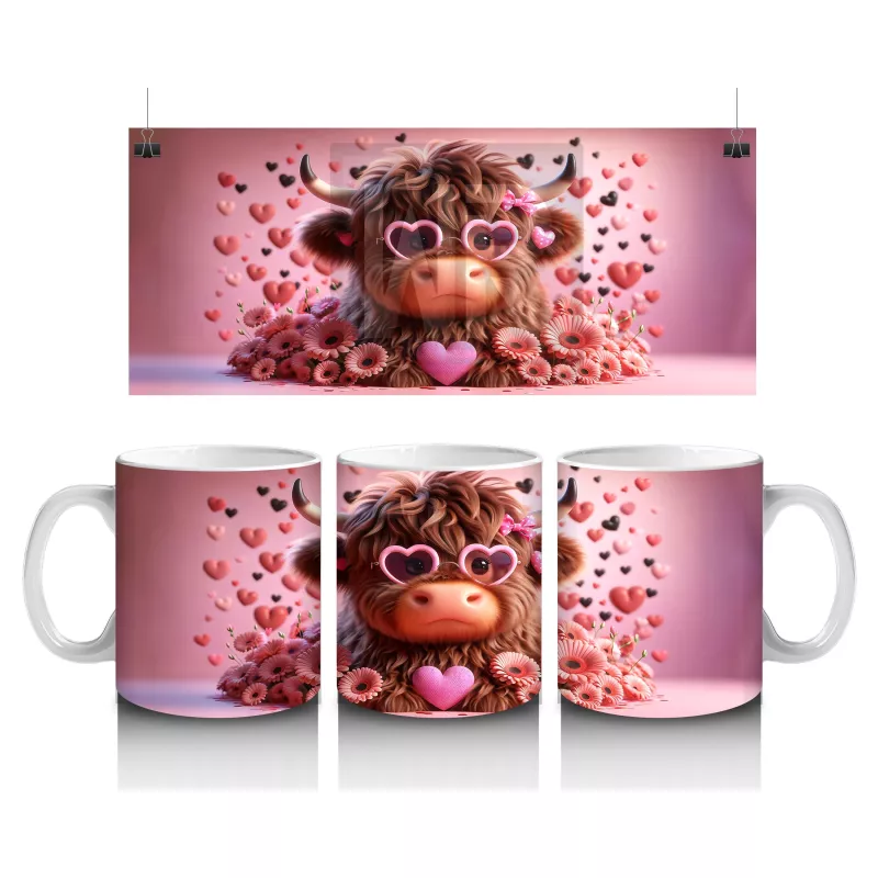 Kalpli Desenli Sevimli Boğa Figürü – Baskılı Kupa