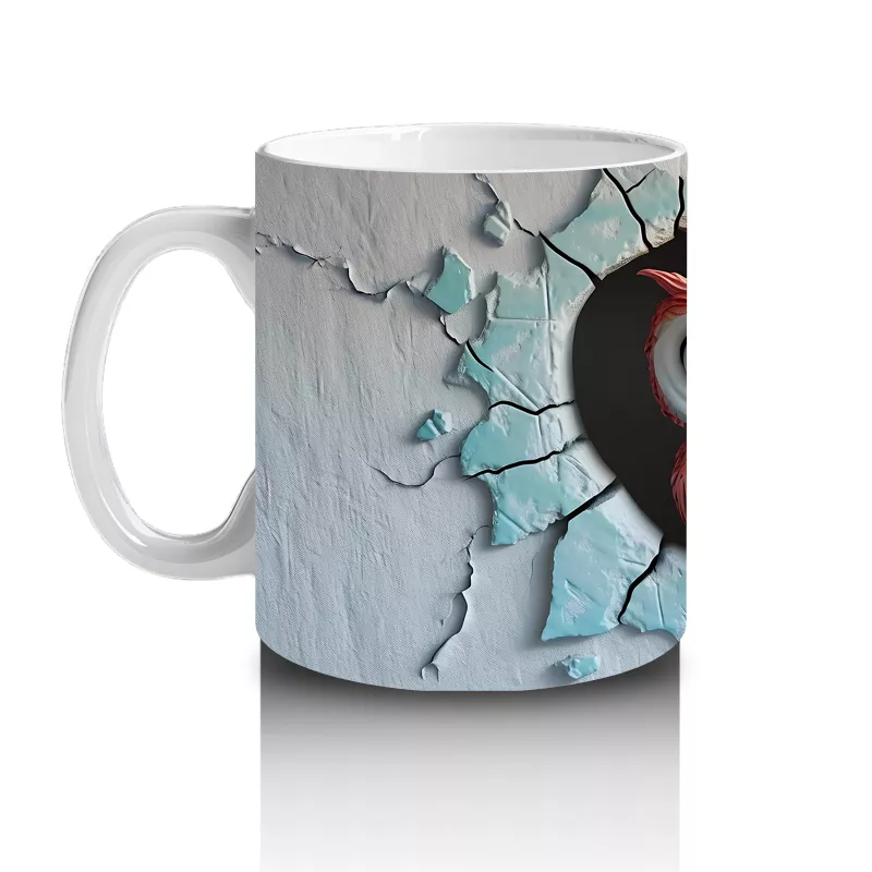 Kalpli Detaylı Kırık Duvarlı Baykuşlar - Baskılı Kahve Kupası - 2