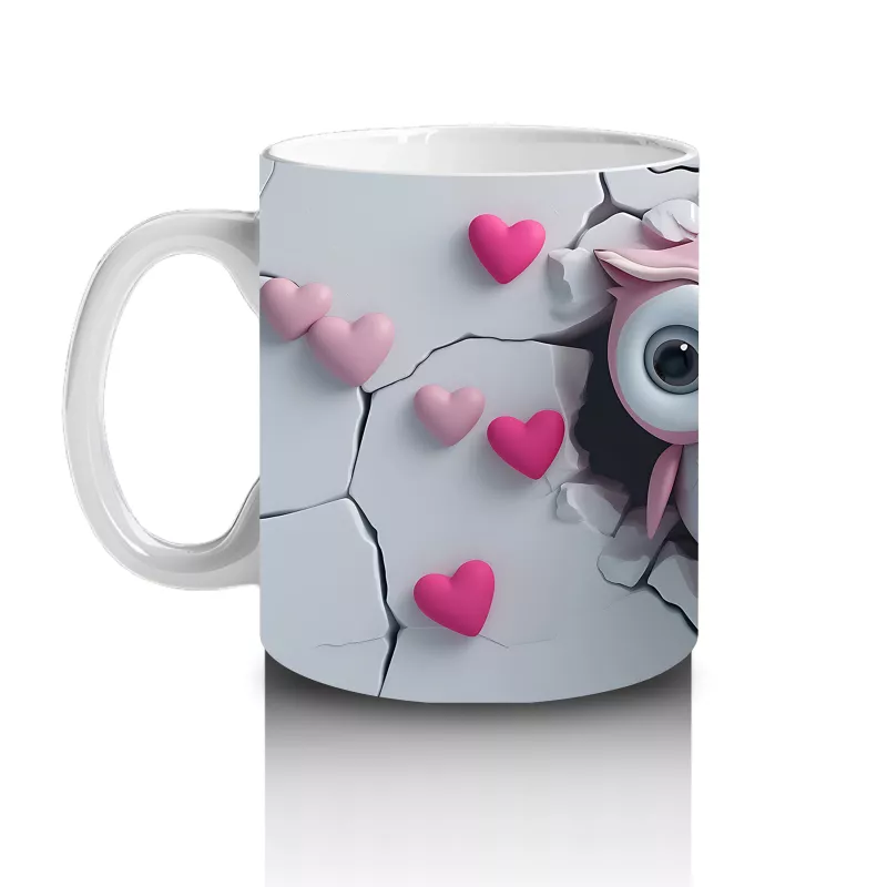 Kalpli Duvar Arasında Aşık Baykuş Çifti – Baskılı Kahve Kupası - 2