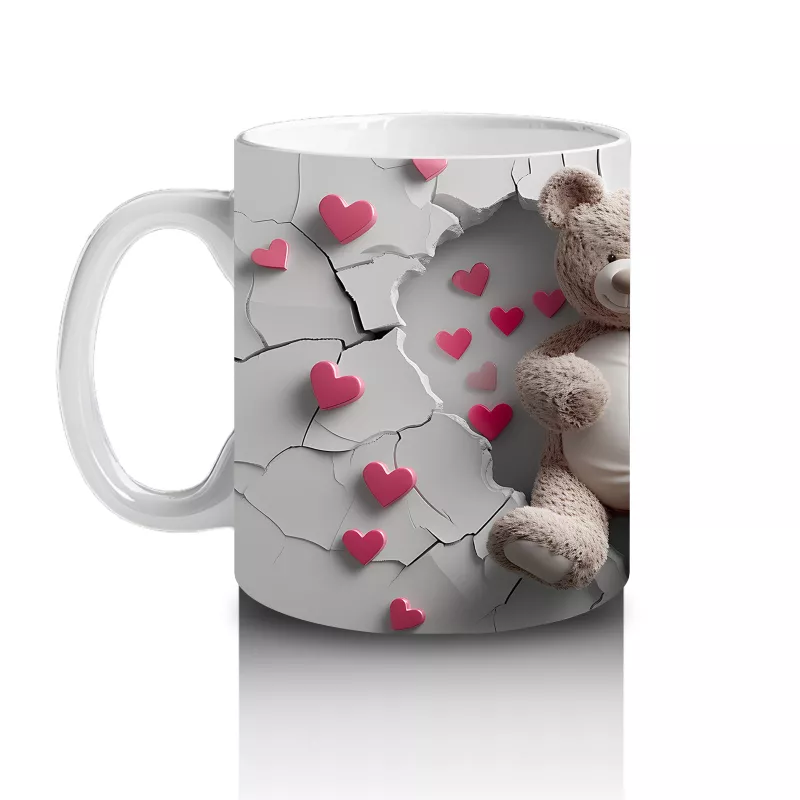 Kalpli Duvar Arasında Peluş Ayı – Baskılı Kahve Kupası - 2