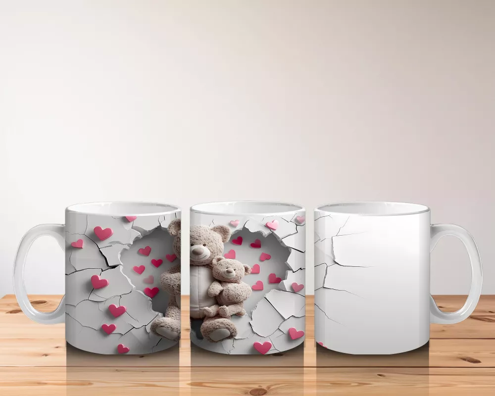 Kalpli Duvar Arasında Peluş Ayı – Baskılı Kahve Kupası - 5