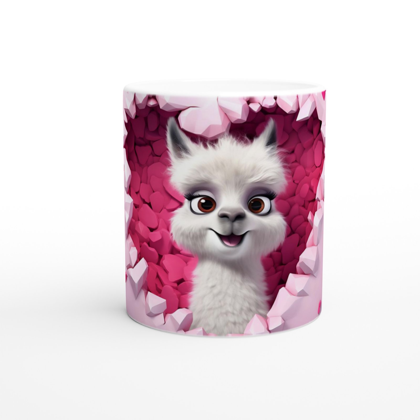 Kalpli Duvar Arasından Bakan Alpaka Temalı Baskılı Kupa Bardak