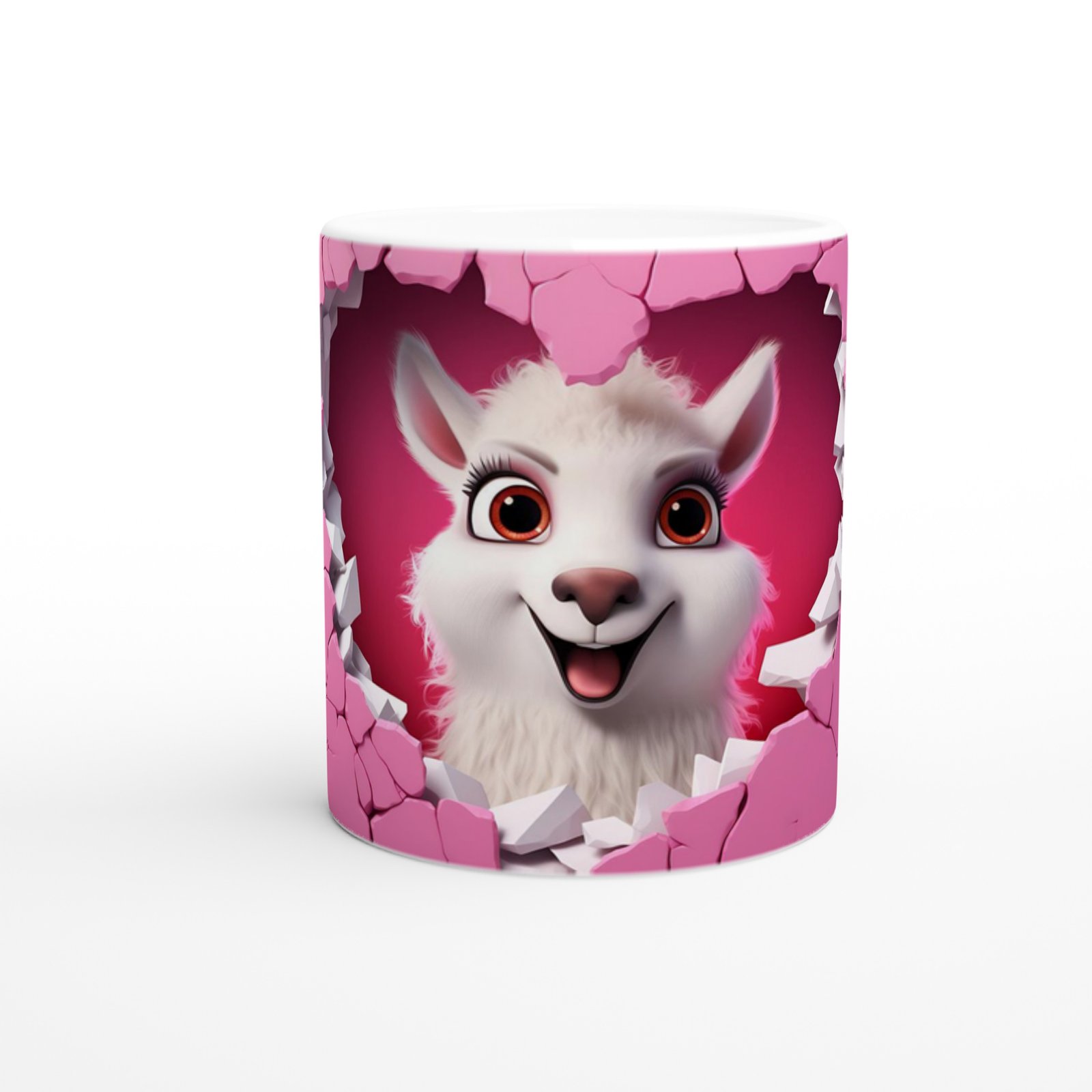 Kalpli Duvar Temalı Sevimli Lama Baskılı Kupa Bardak