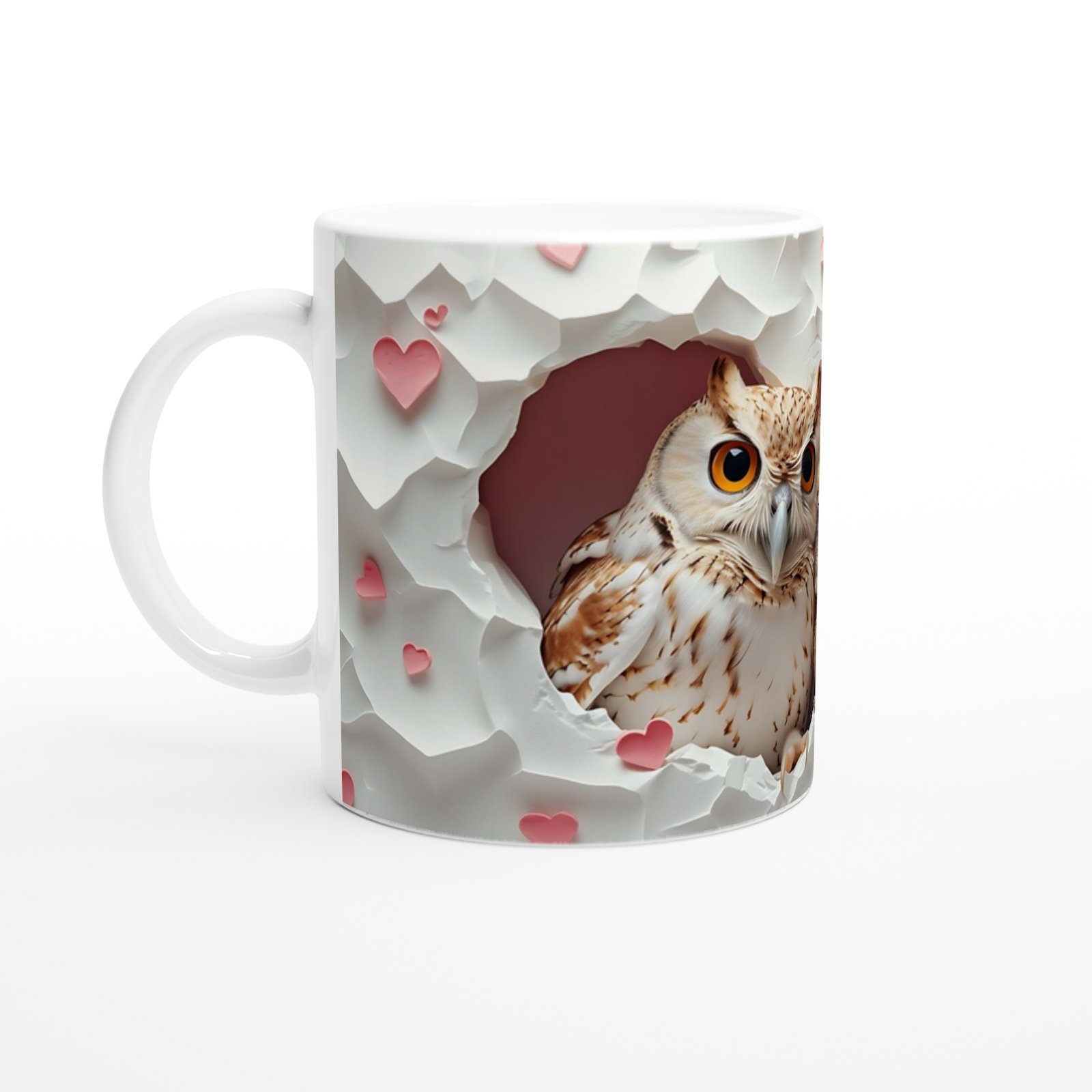 Kalpli Duvardan Bakan Baykuş Temalı Baskılı Kupa Bardak - 2