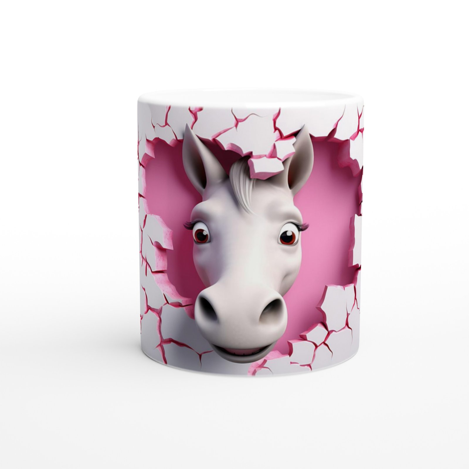 Kalpli Duvarı Delen Neşeli At Temalı Baskılı Kupa Bardak