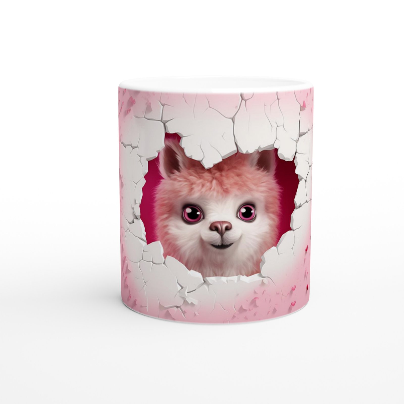 Kalpli Duvarı Delen Sevimli Alpaka Temalı Baskılı Kupa Bardak