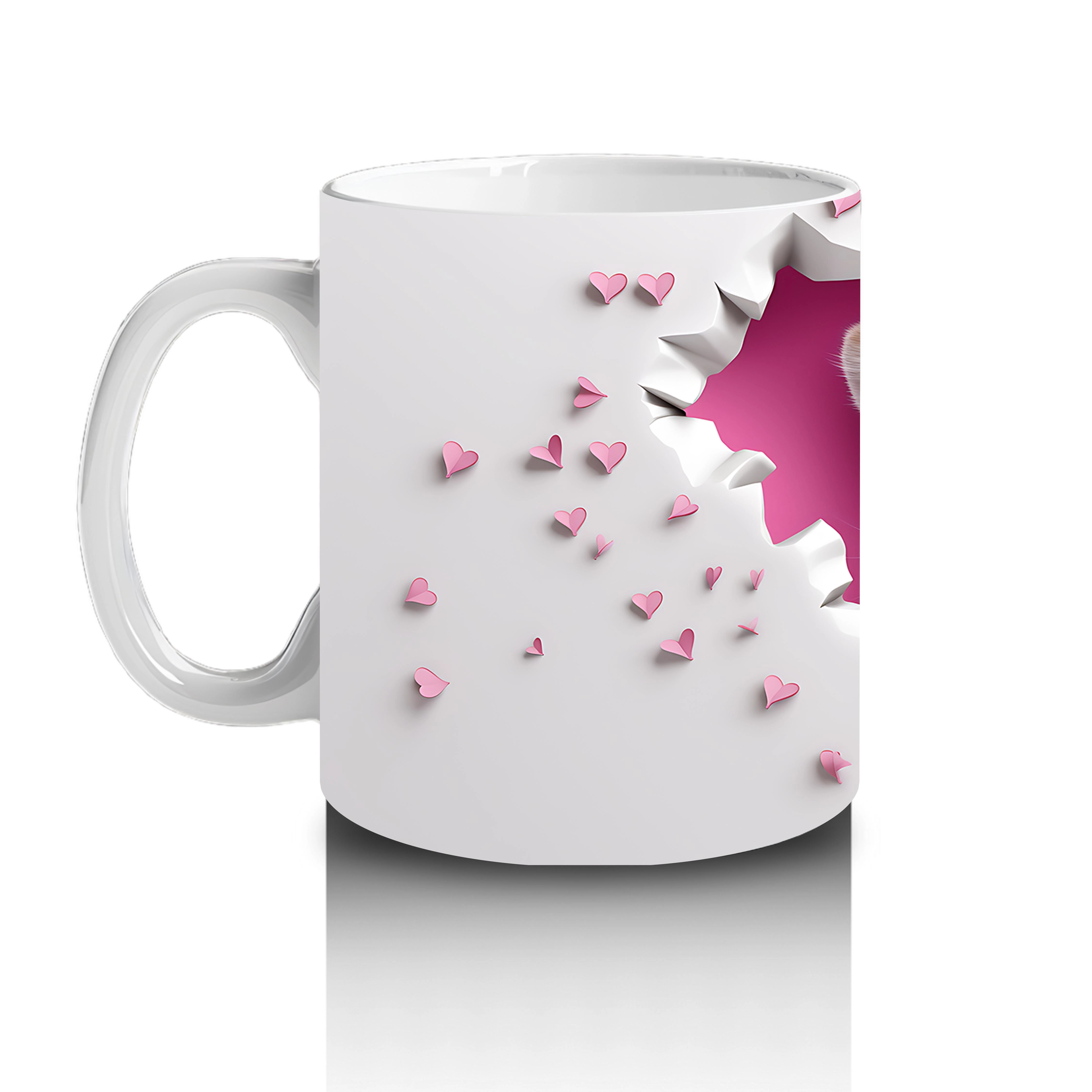 Kalpli Duvarı Delen Sevimli Çita – Baskılı Kahve Kupası - 2