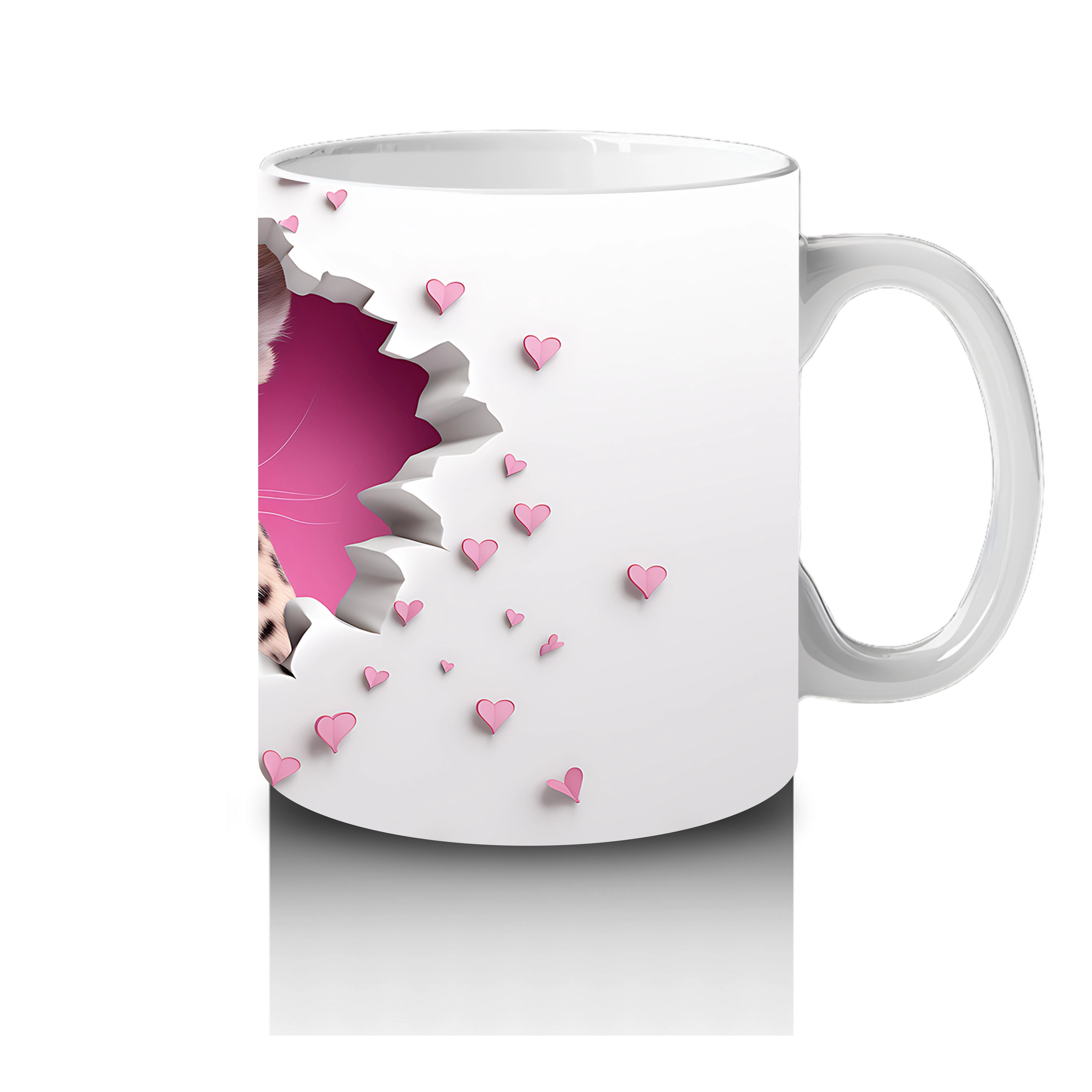 Kalpli Duvarı Delen Sevimli Çita – Baskılı Kahve Kupası - 4