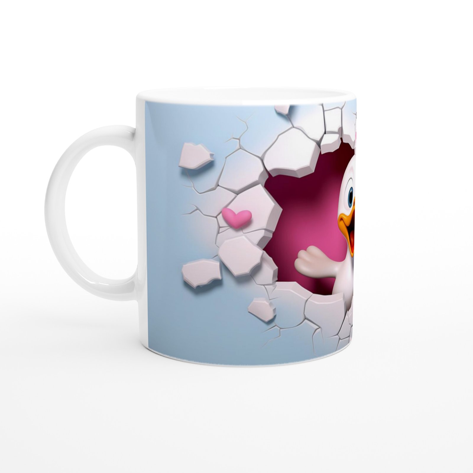 Kalpli Duvarı Delen Sevimli Ördek Temalı Baskılı Kupa Bardak - 2