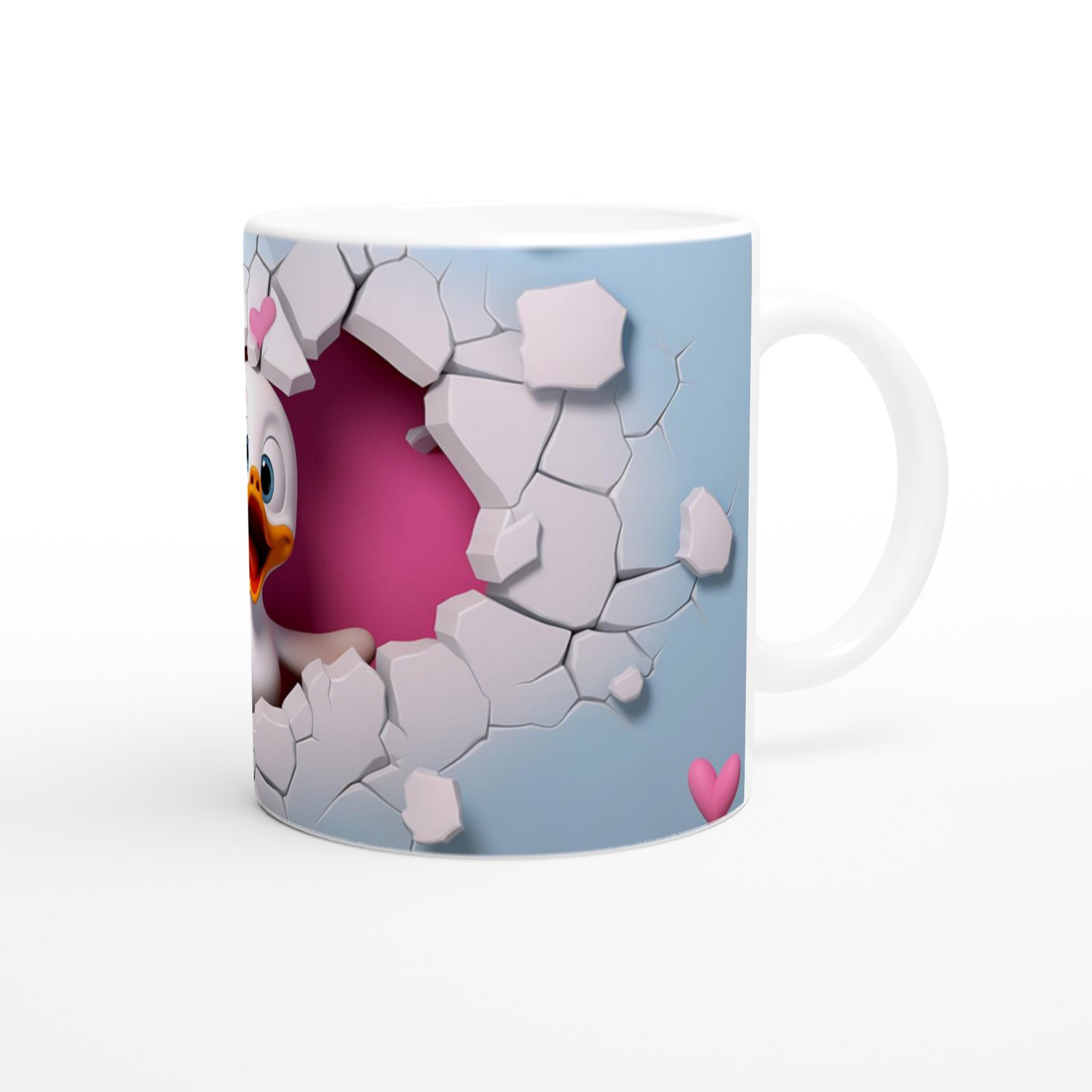 Kalpli Duvarı Delen Sevimli Ördek Temalı Baskılı Kupa Bardak - 3