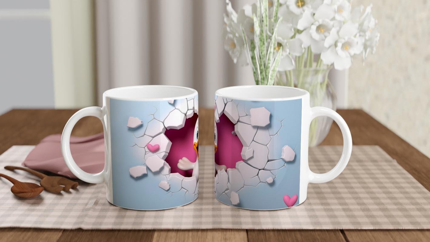 Kalpli Duvarı Delen Sevimli Ördek Temalı Baskılı Kupa Bardak - 5