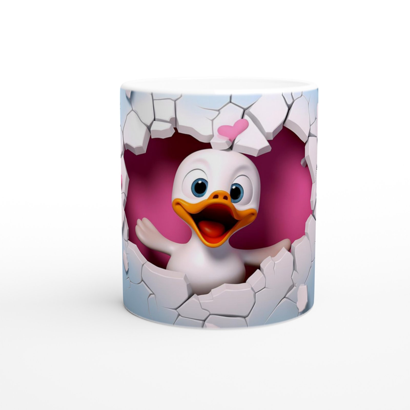 Kalpli Duvarı Delen Sevimli Ördek Temalı Baskılı Kupa Bardak