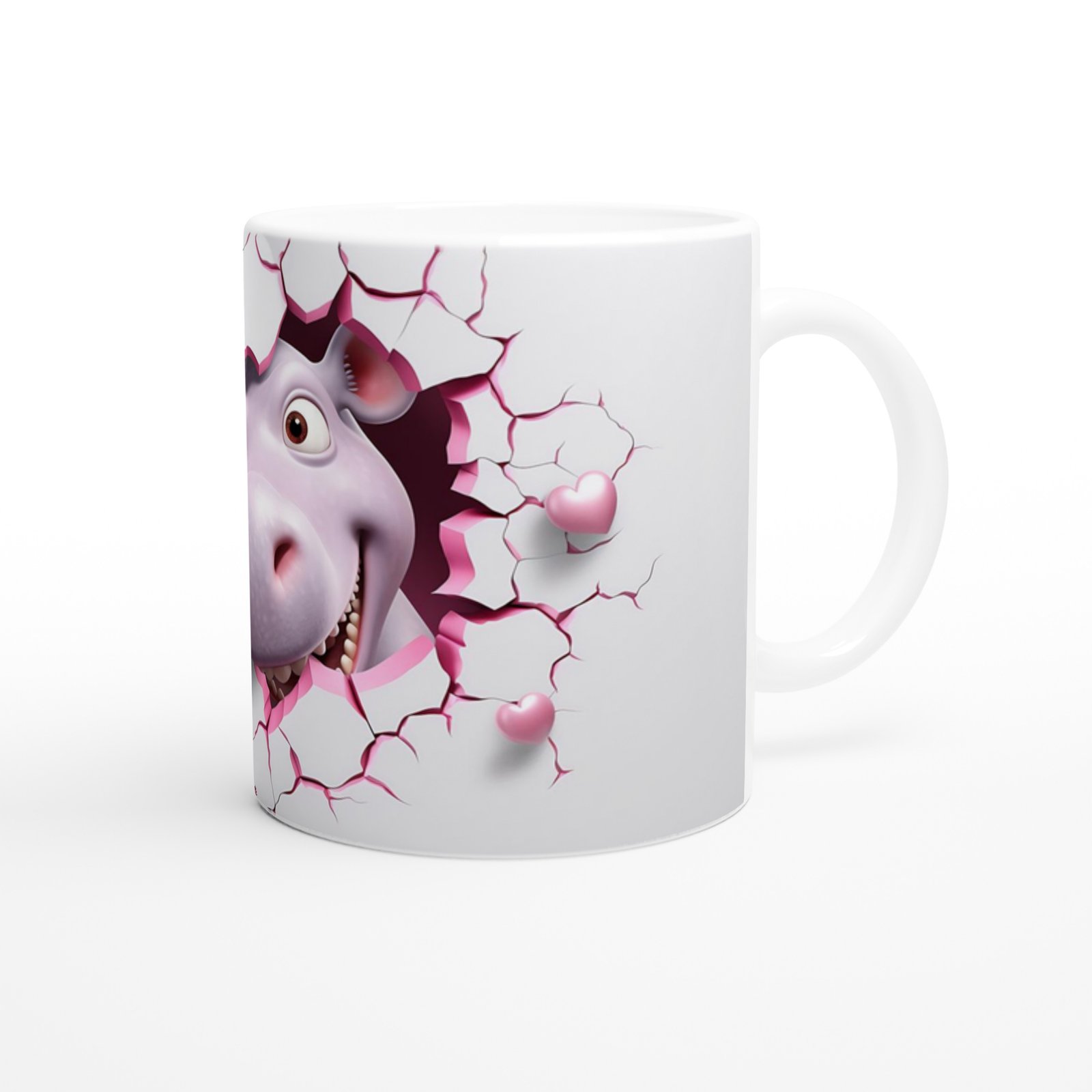 Kalpli Duvarı Delen Sevimli Su Aygırı Temalı Baskılı Kupa Bardak - 3