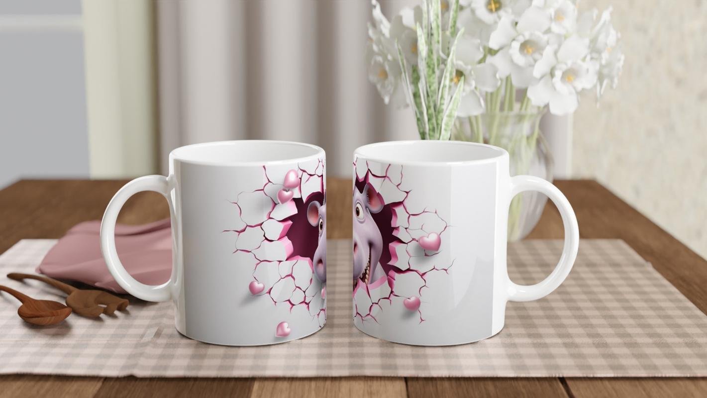 Kalpli Duvarı Delen Sevimli Su Aygırı Temalı Baskılı Kupa Bardak - 5