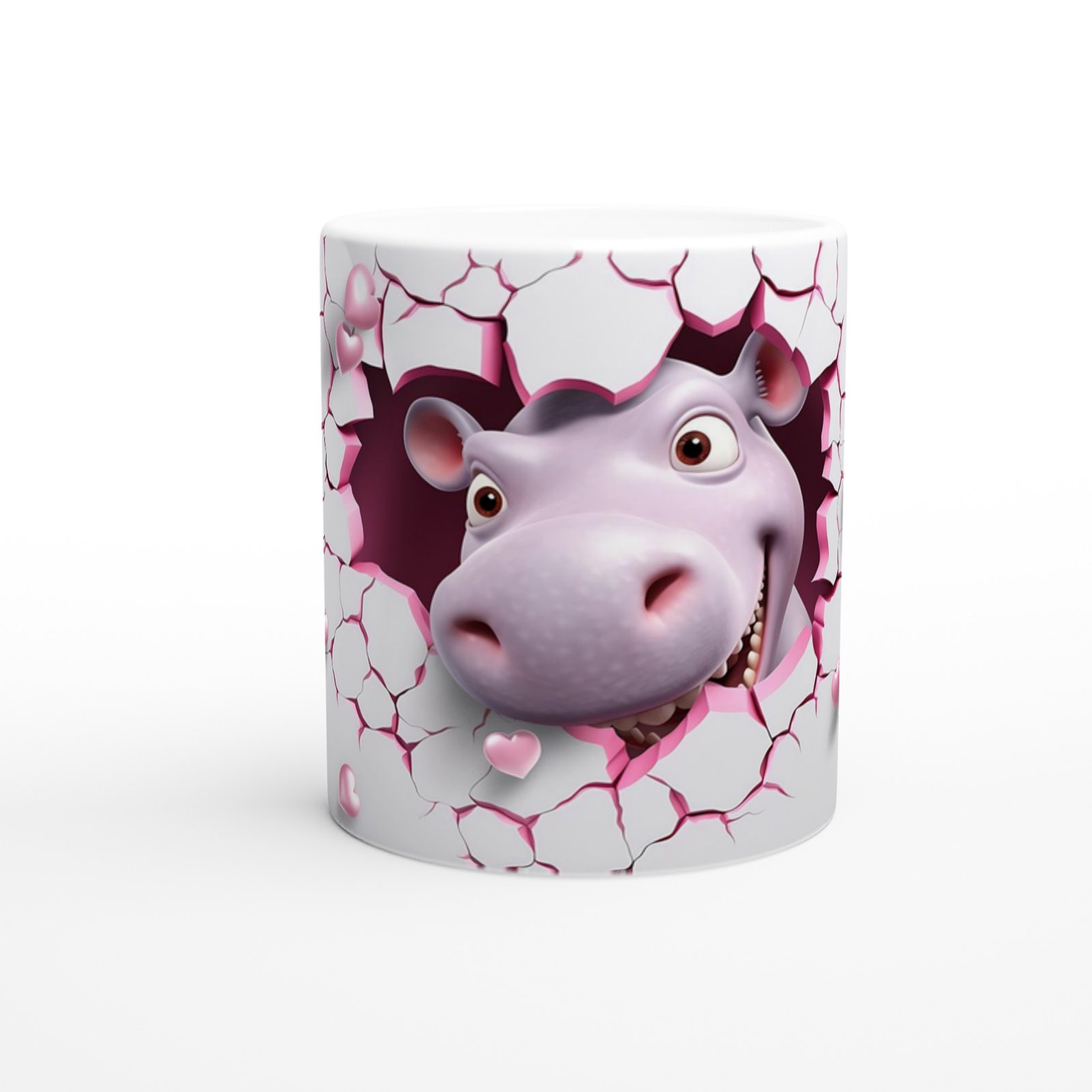 Kalpli Duvarı Delen Sevimli Su Aygırı Temalı Baskılı Kupa Bardak