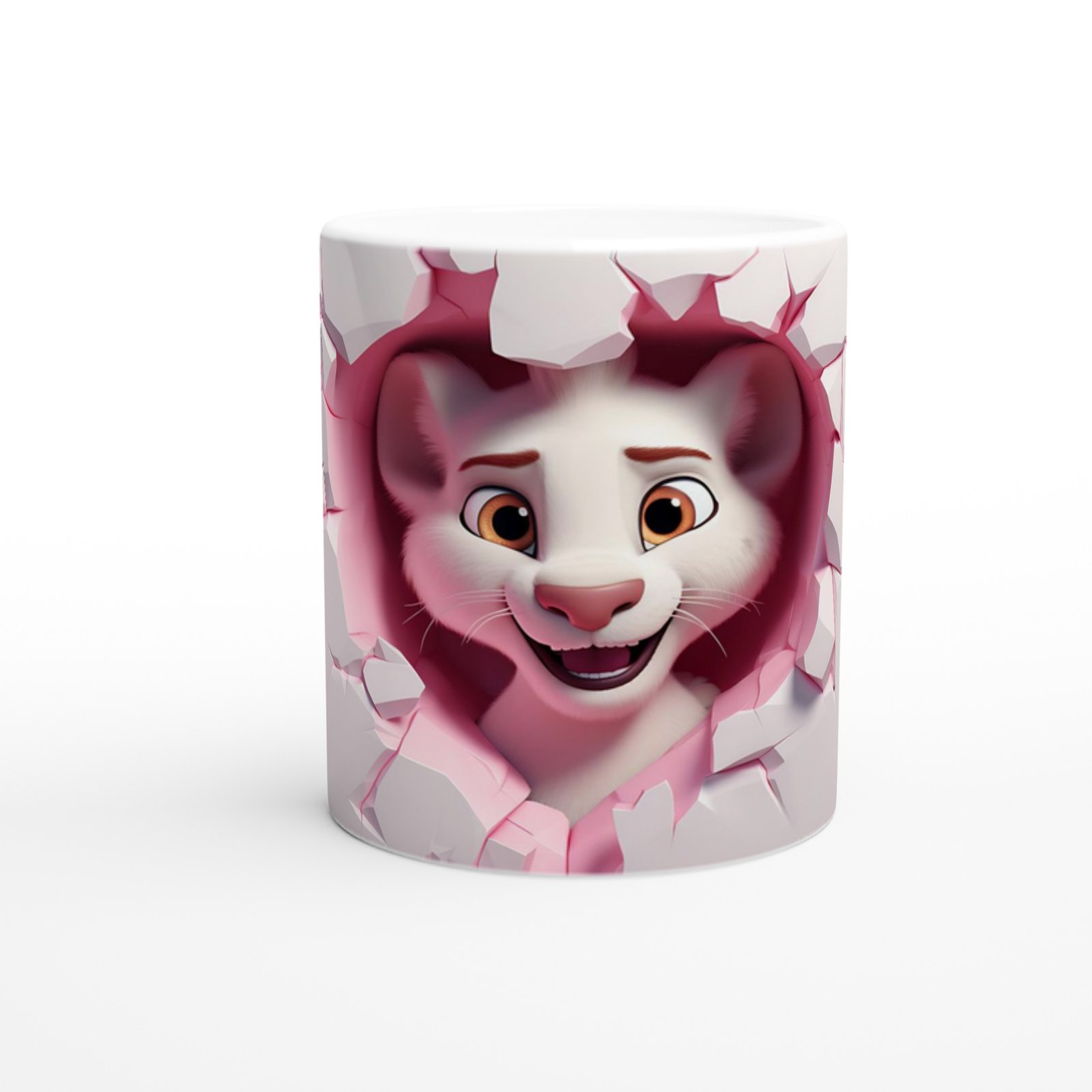 Kalpli Duvarı Delen Sevimli Vaşak Temalı Baskılı Kupa Bardak