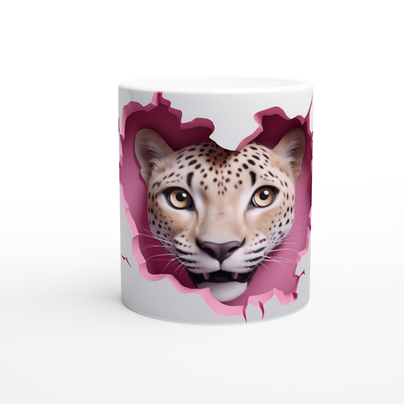 Kalpli Duvarı Yırtarak Bakan Leopar Temalı Baskılı Kupa Bardak