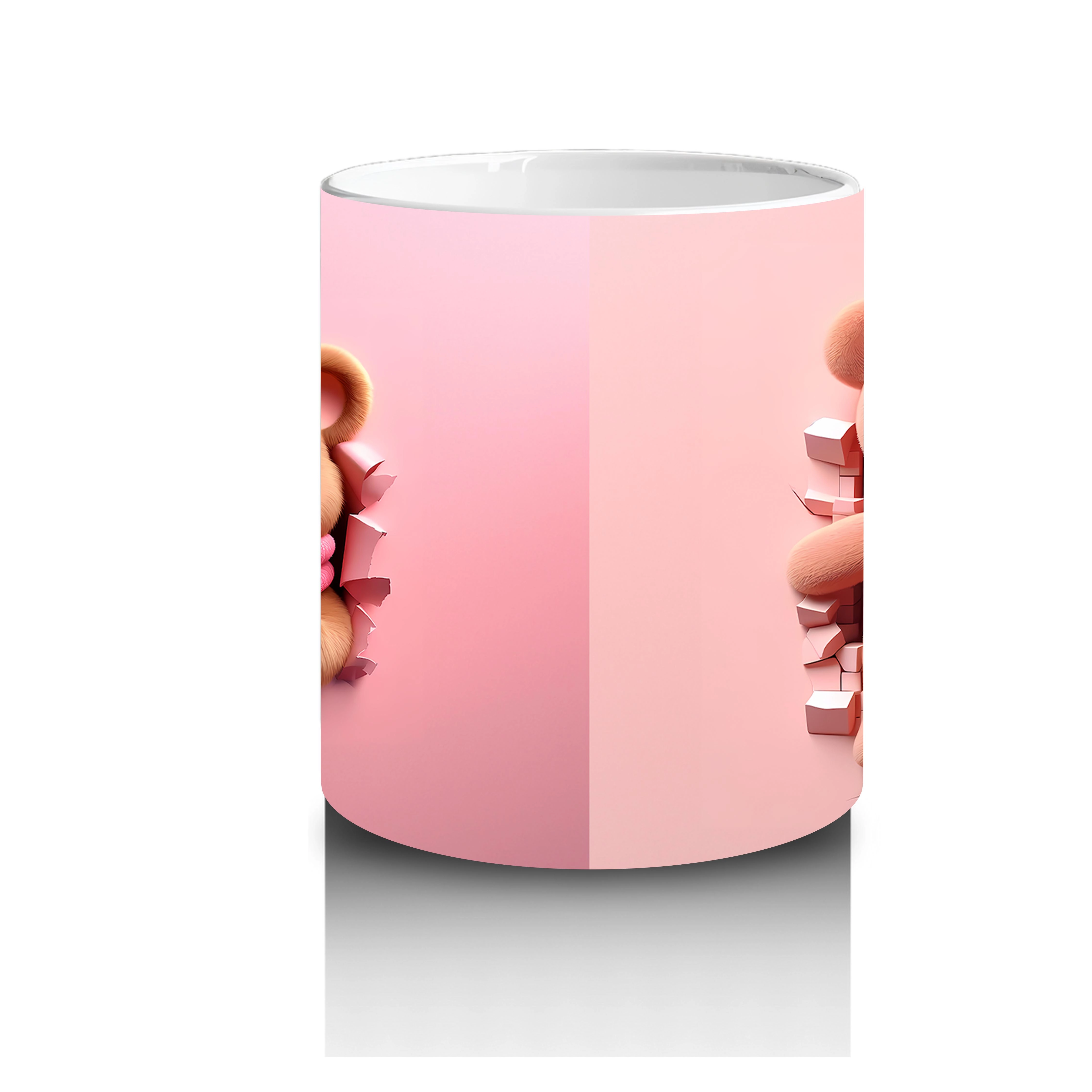 Kalpli Figür Tutan Sevimli Ayıcık Karakteri (Ön ve Arka) - Baskılı kahve kupası - 3