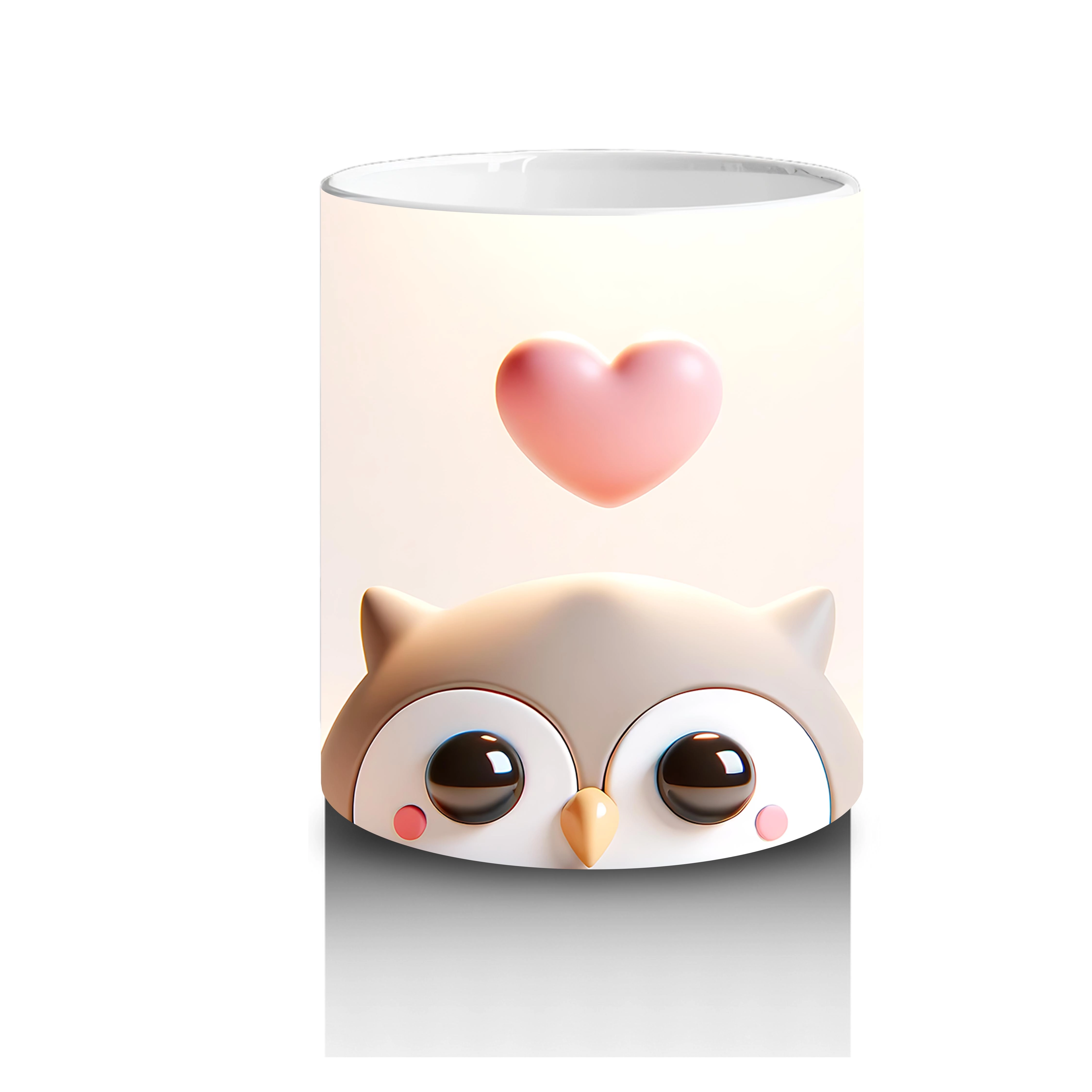 Kalpli Fon Üzerinde Sevimli Kulakları Düşük Köpek Yavrusu - Baskılı kahve kupası - 3