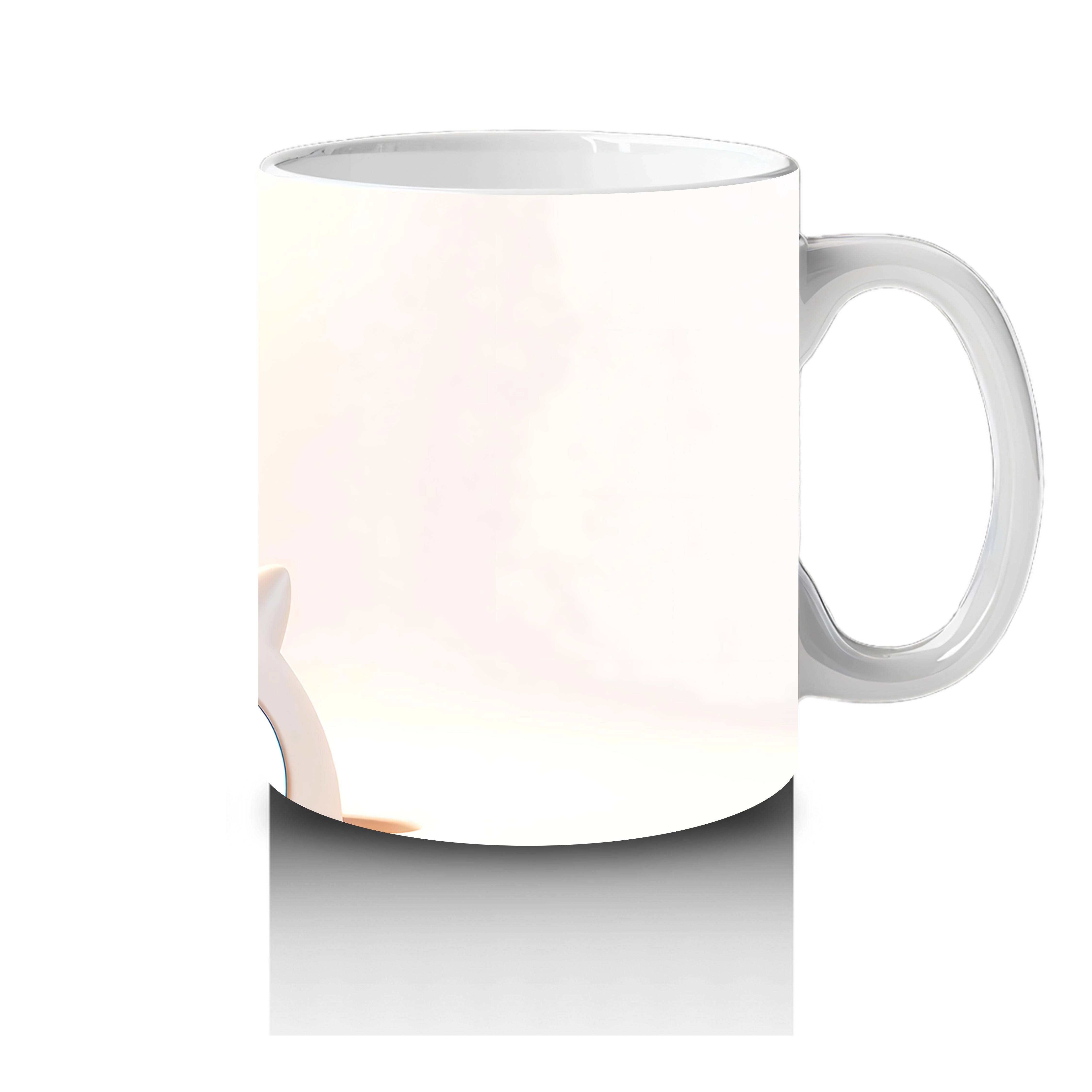 Kalpli Fon Üzerinde Sevimli Kulakları Düşük Köpek Yavrusu - Baskılı kahve kupası - 4