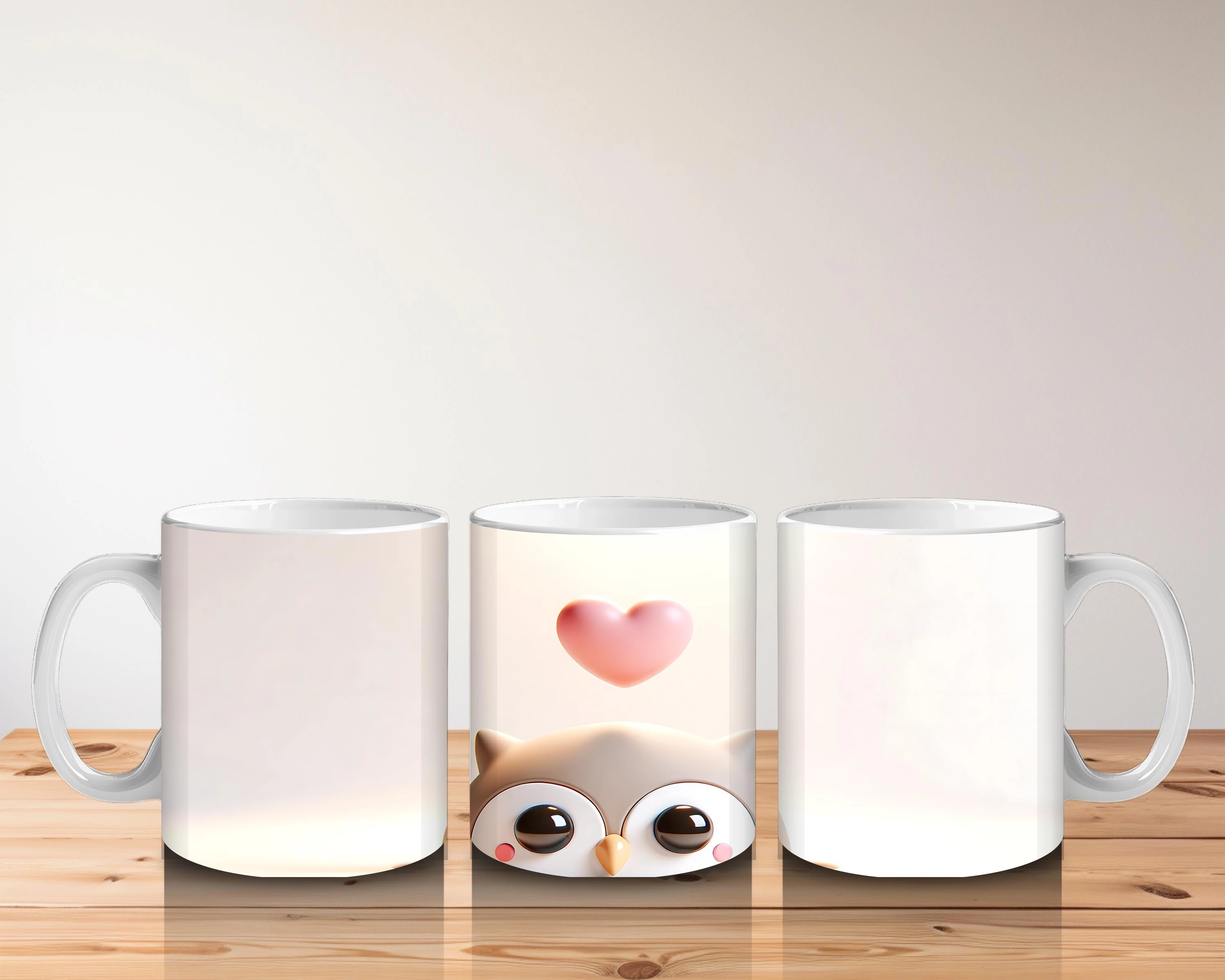 Kalpli Fon Üzerinde Sevimli Kulakları Düşük Köpek Yavrusu - Baskılı kahve kupası - 5