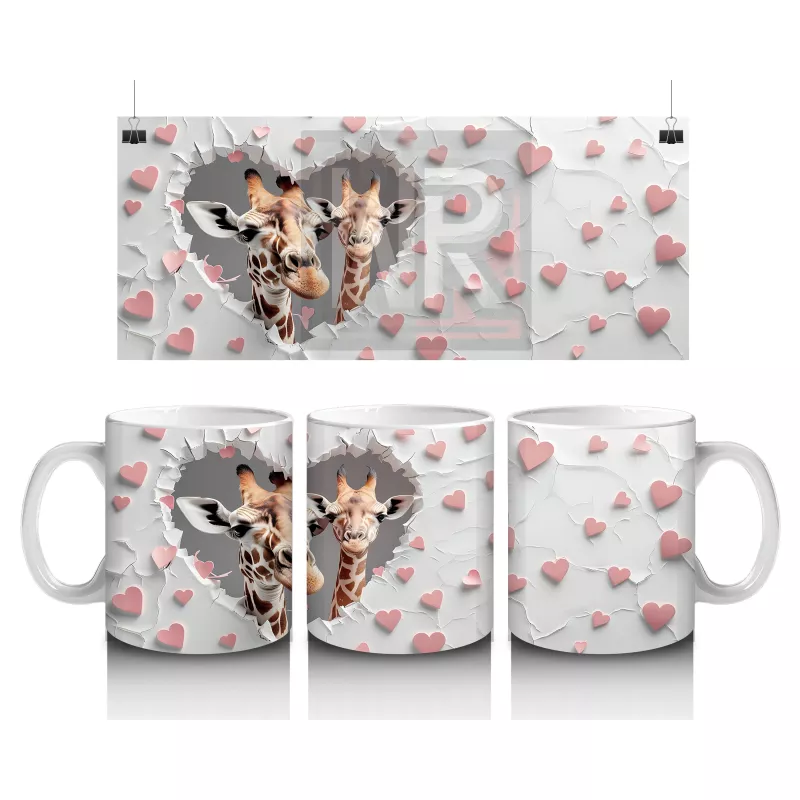 Kalpli Fon Üzerinde Zürafa – Baskılı Kahve Kupası