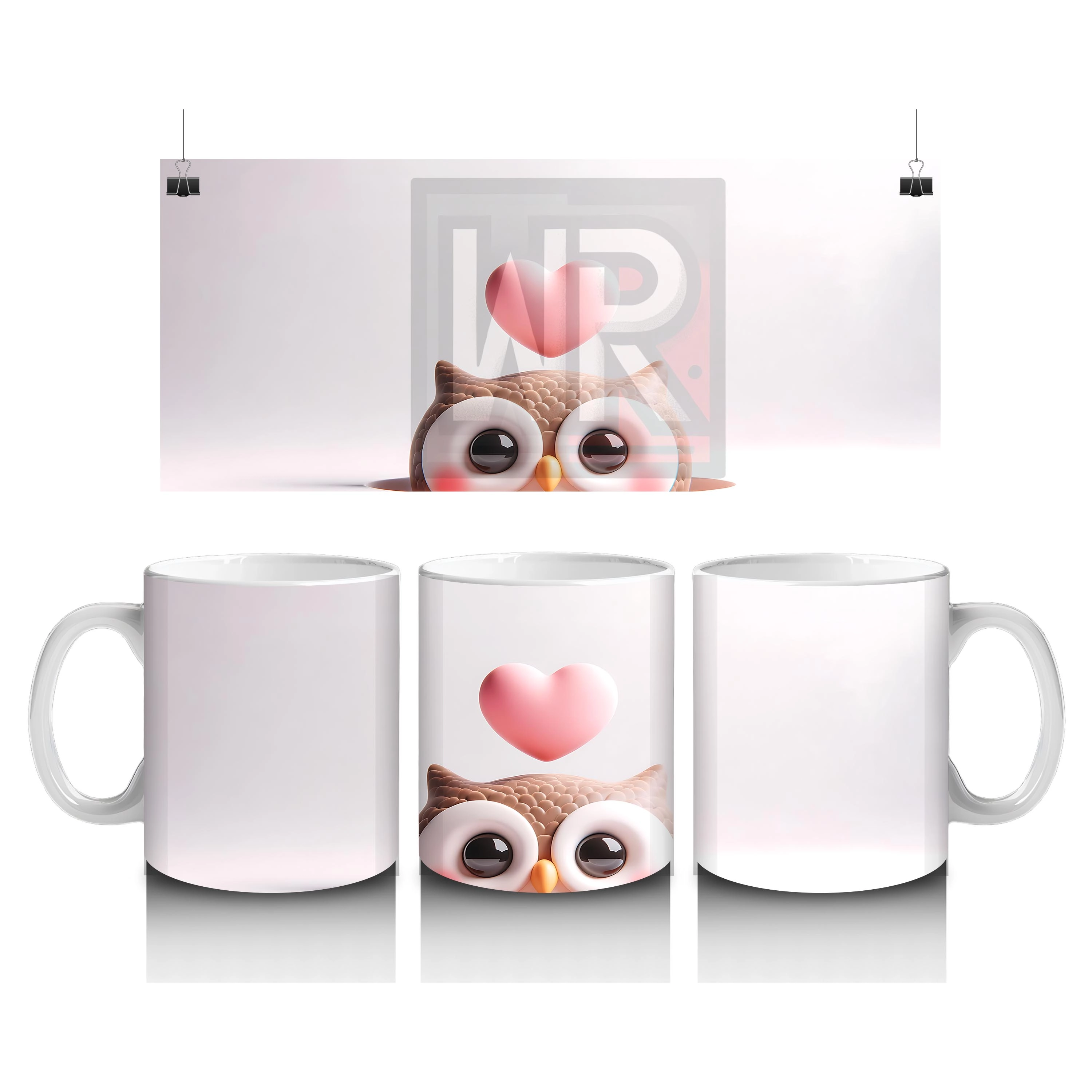 Kalpli Gözlerle Bakan Sevimli Baykuş – Baskılı Kahve Kupası