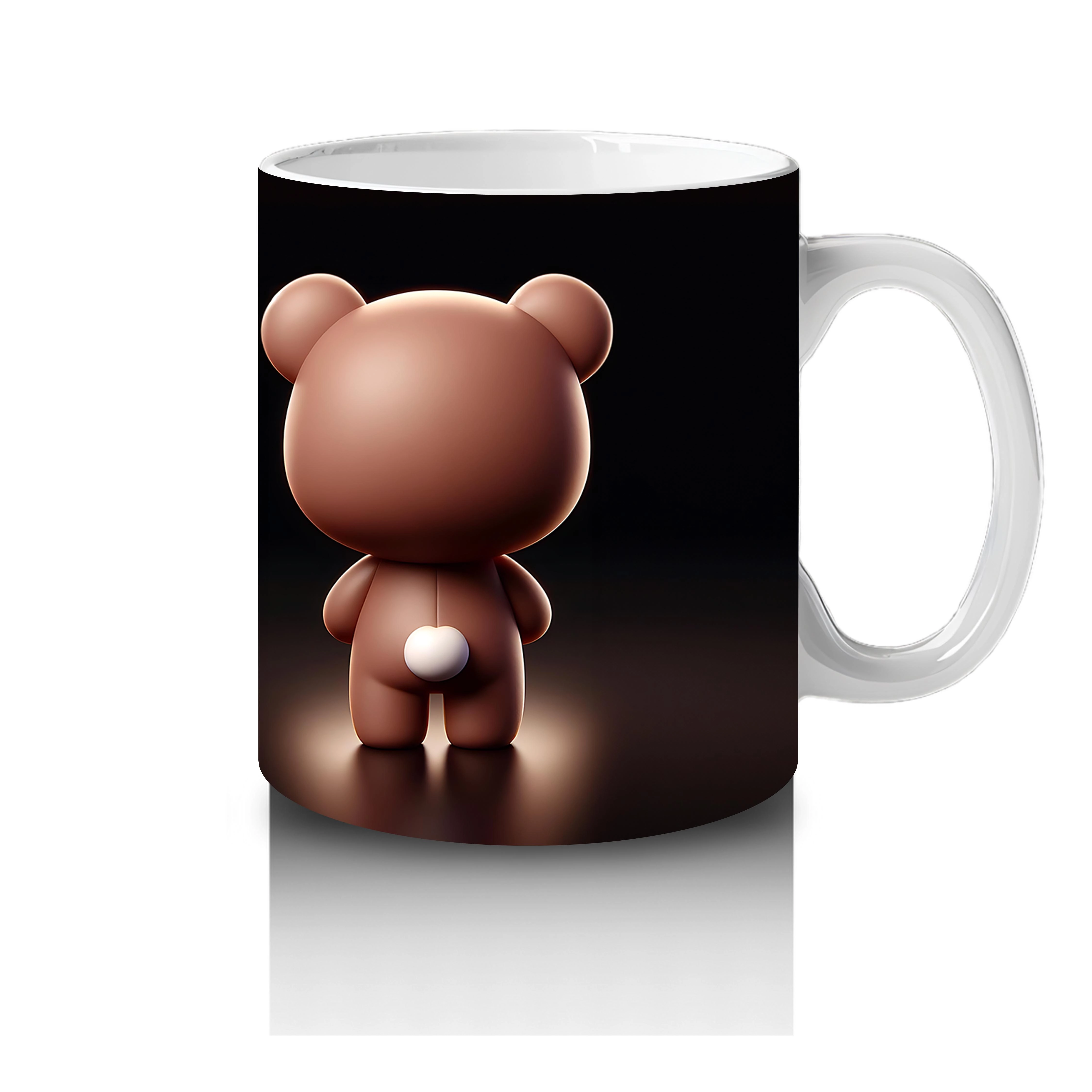 Kalpli Gözlerle Bakan Tatlı Ayıcık Karakteri – Baskılı Kahve Kupası - 4