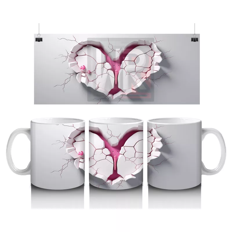 Kalpli Kırık Duvar Arasında Tavşan Figürü - Baskılı Kahve Kupası