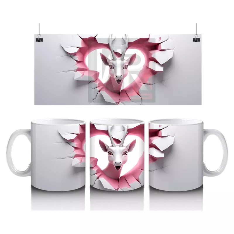 Kalpli Kırık Duvar Desenli Ceylan - Baskılı Kahve Kupası