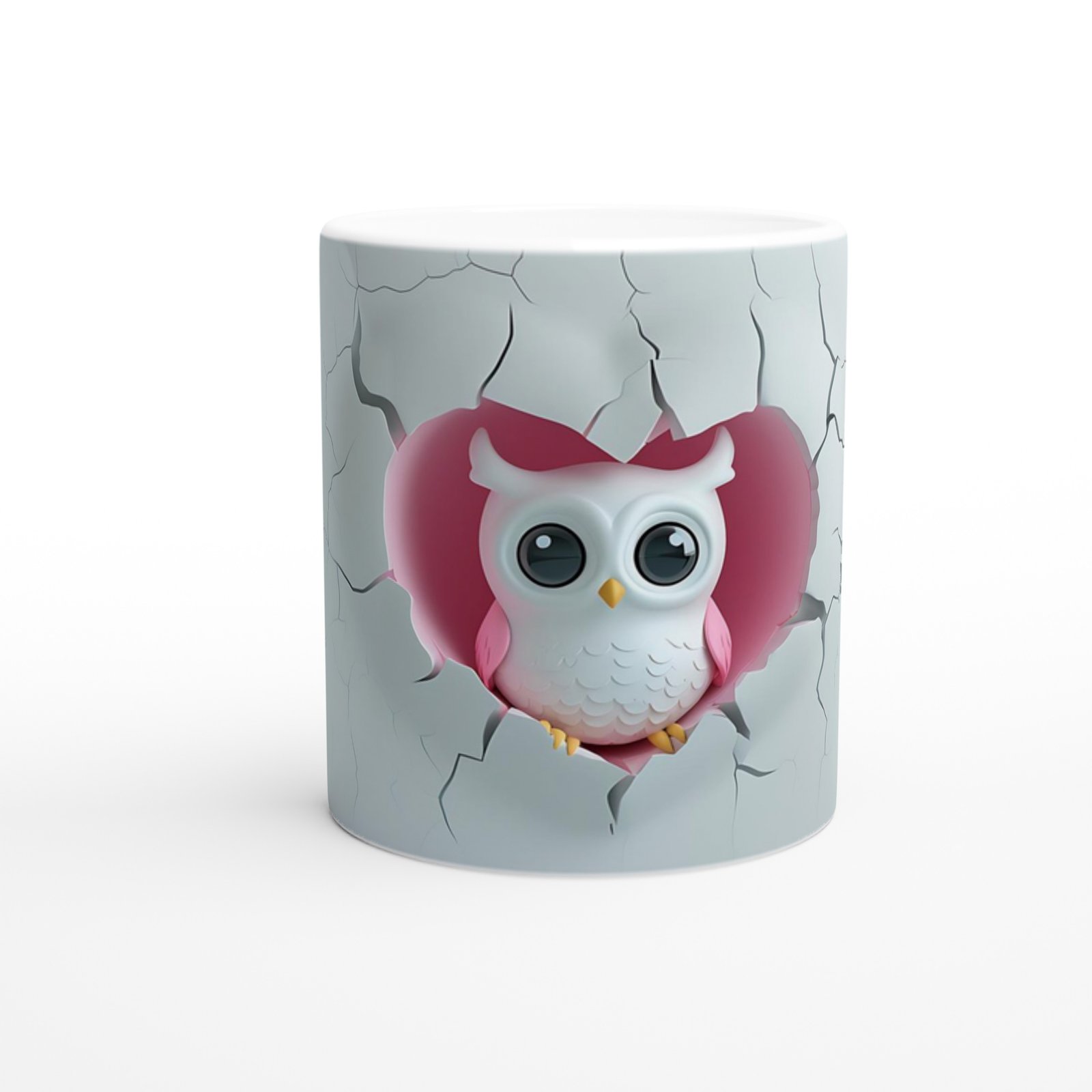 Kalpli Pembe Baykuş Figürlü Baskılı Kupa Bardak