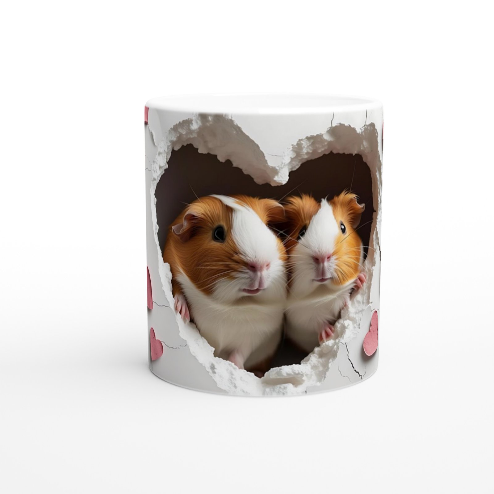 Kalpli Pencereden Bakan Kobay Çift Temalı Baskılı Kupa Bardak