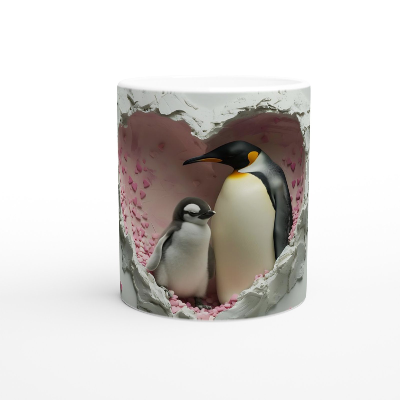 Kalpli Pencereden Bakan Penguen Ailesi Temalı Baskılı Kupa Bardak