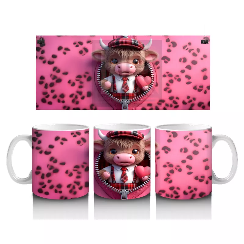 Kalpli Şapkalı Tatlı Buzağı Karakteri – Baskılı Kahve Kupası